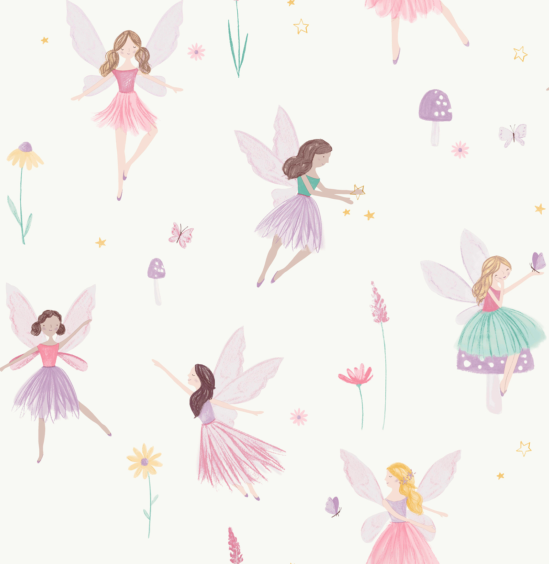 Fairy Friends Pink Enchanting Wallpaper