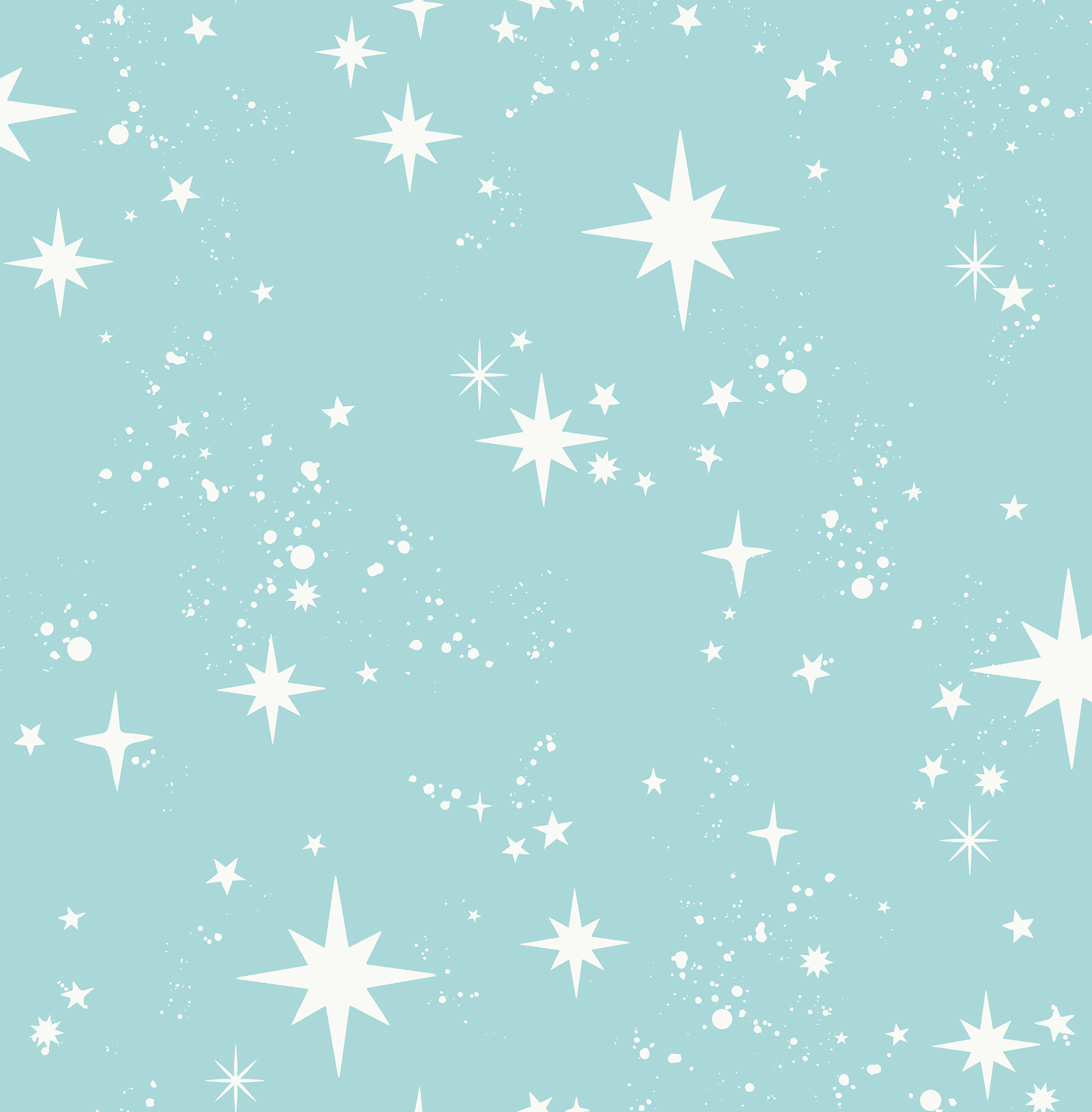 Twinkle Light Blue Starry Skies Wallpaper