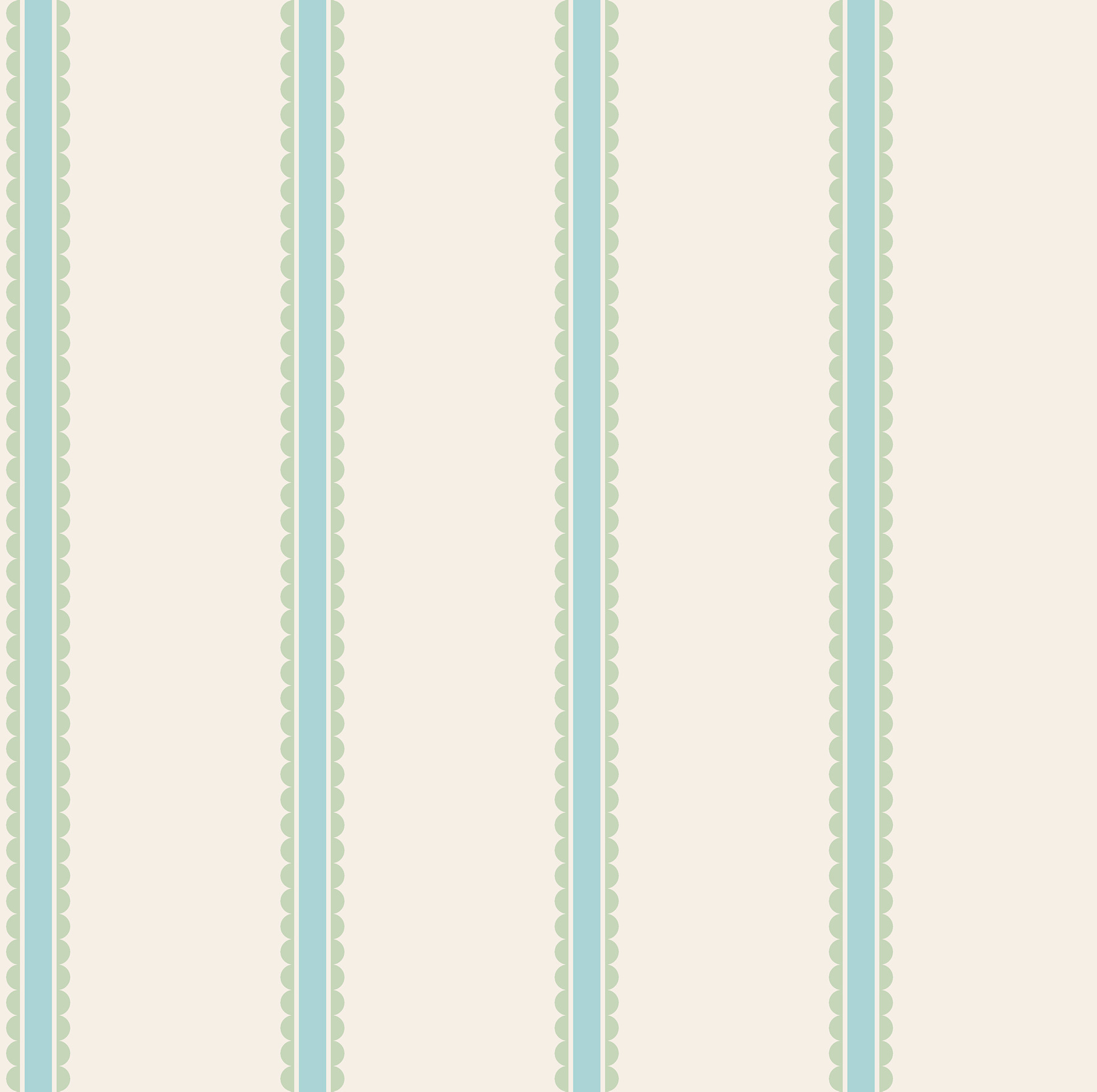 Bobbin Stripe Aqua Scalloped Wallpaper