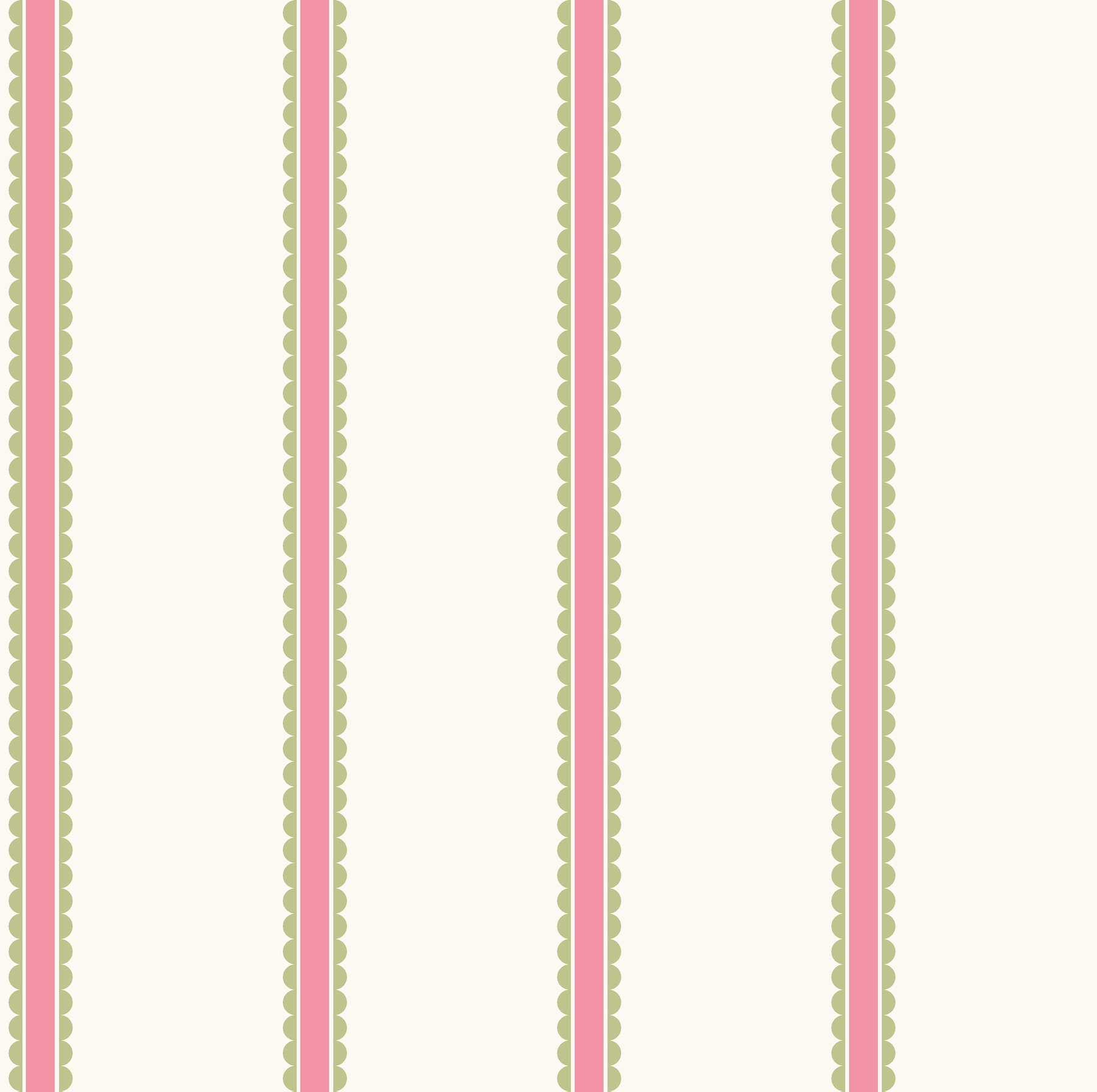 Bobbin Stripe Fuchsia Scalloped Wallpaper