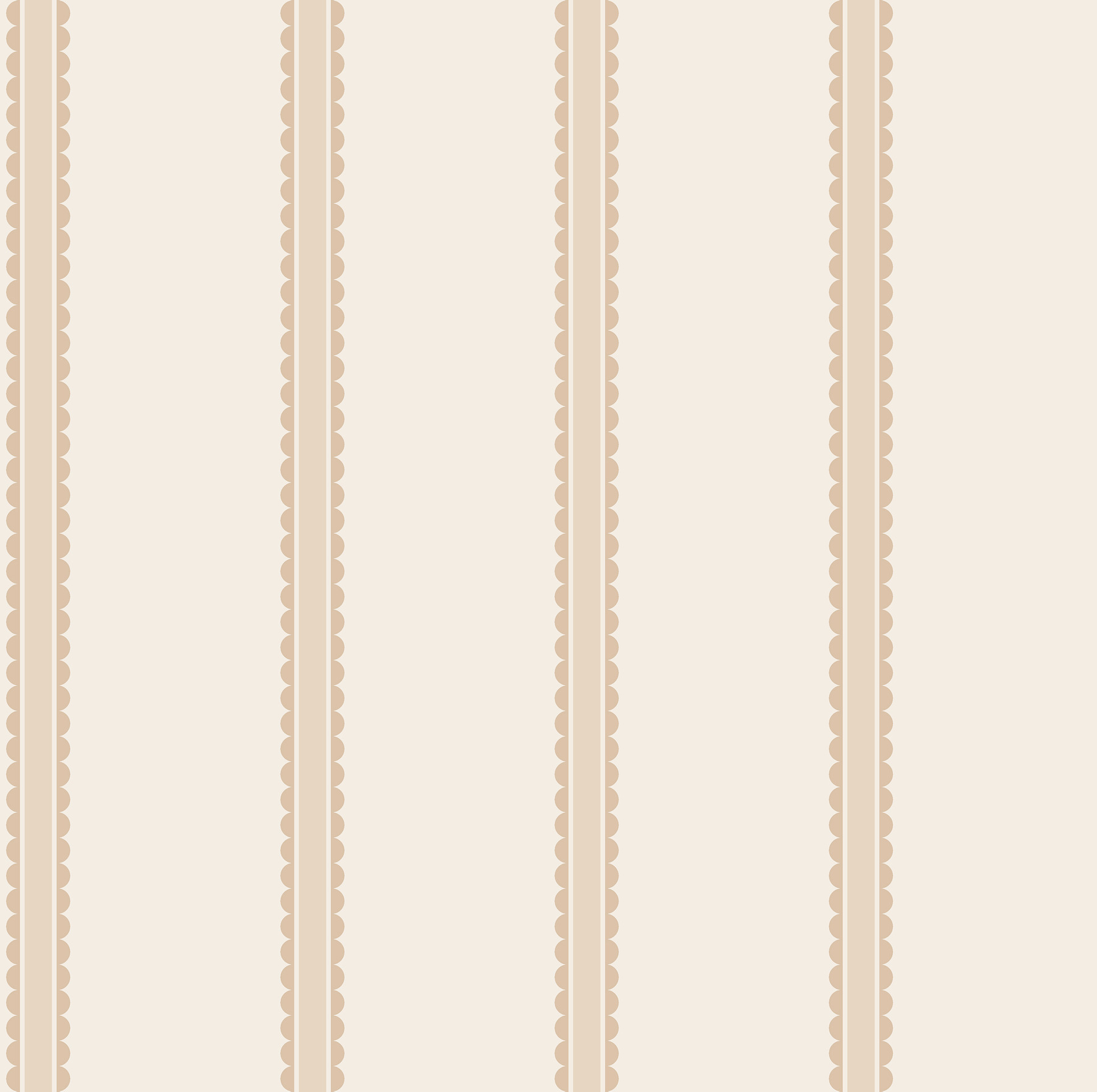 Bobbin Stripe Light Brown Scalloped Wallpaper