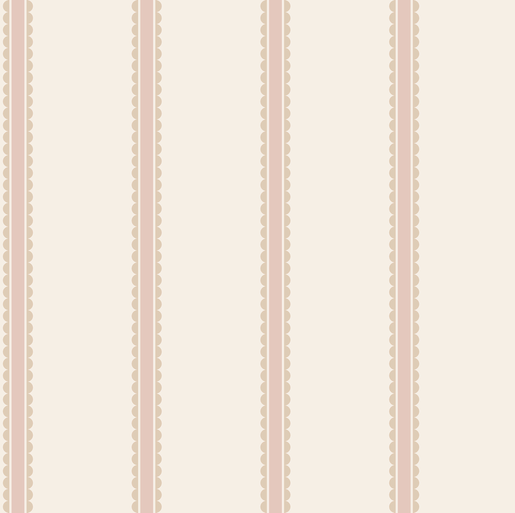 Bobbin Stripe Pink Scalloped Wallpaper