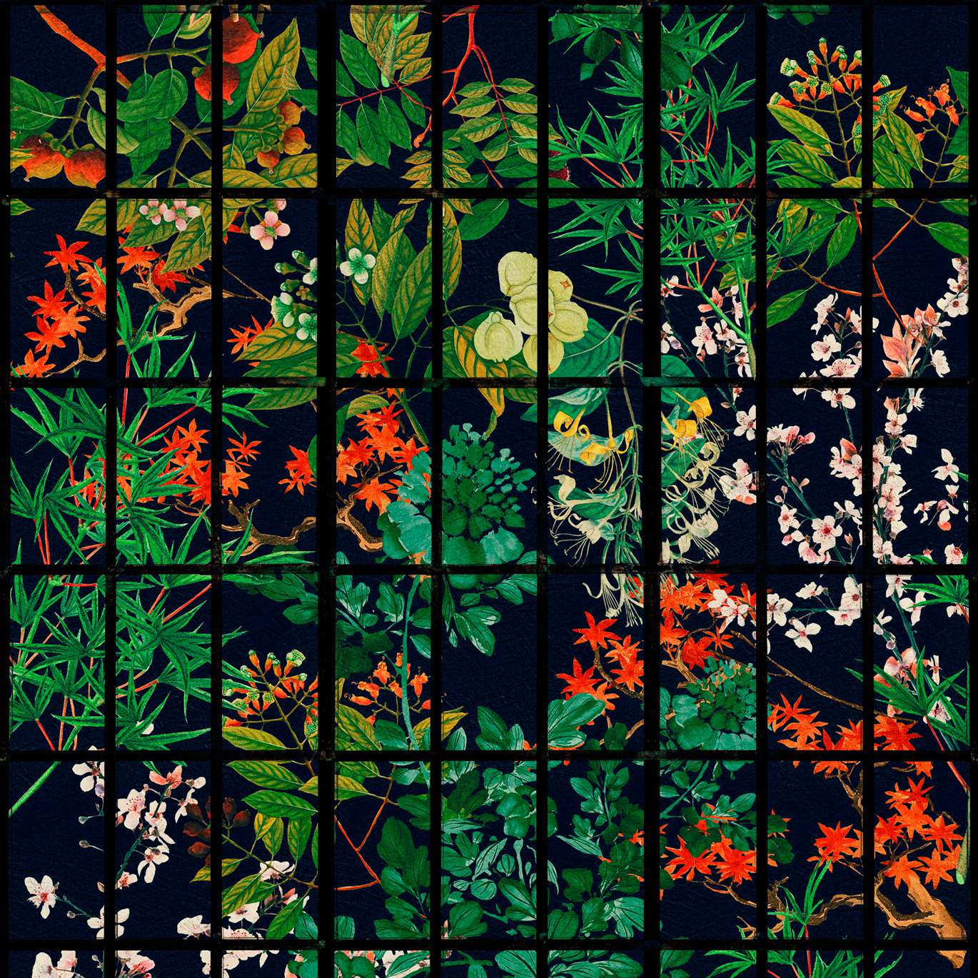 JAPANESE GARDEN by Night Green, Red, Blue