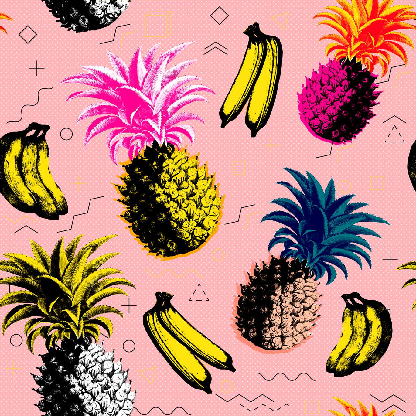 FLYING OBJECTS Pink Blue, Pink, Yellow, Black