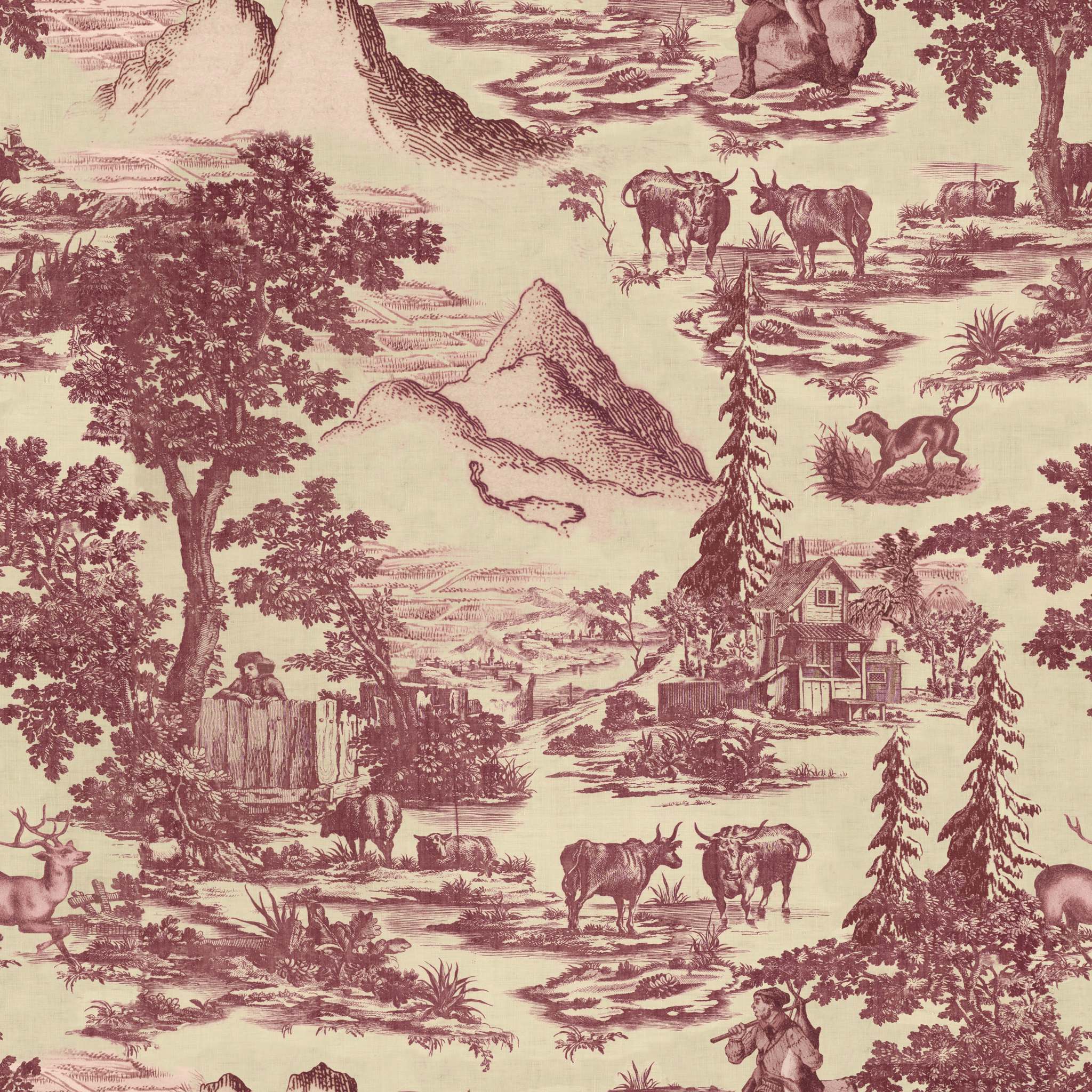 TOILE DU TYROL Burgundy