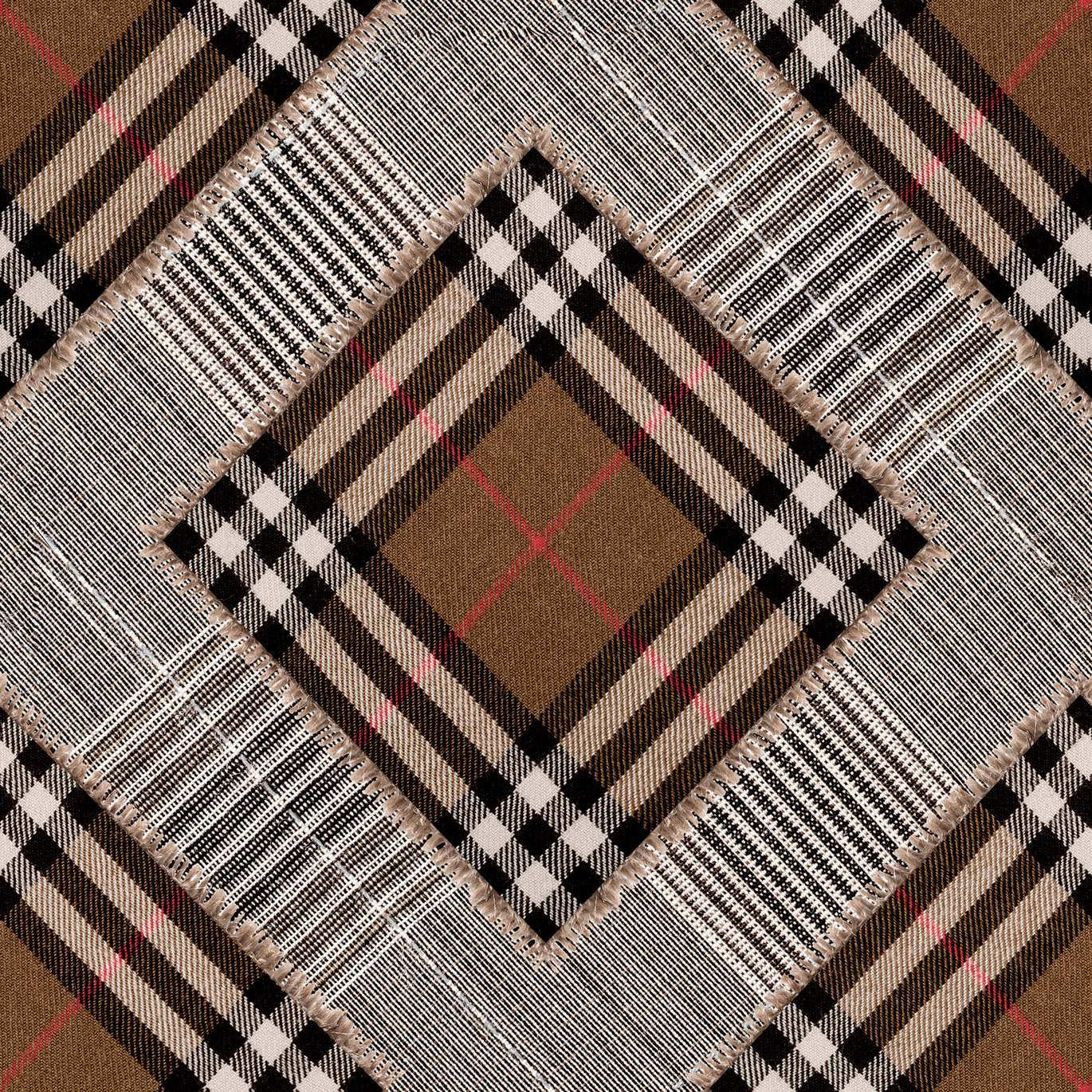 CHECKERED PATCHWORK Mid Brown Brown, Black