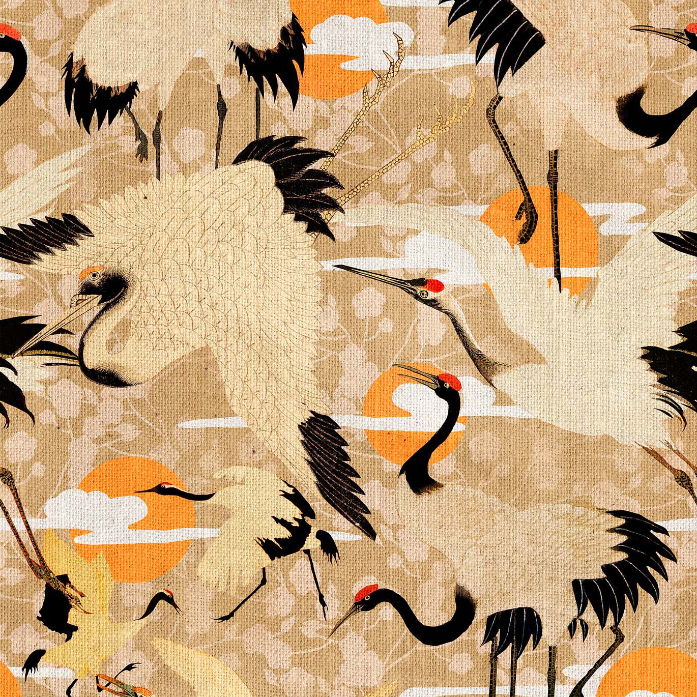 BIRDS OF HAPPINESS Orange, Taupe, Black