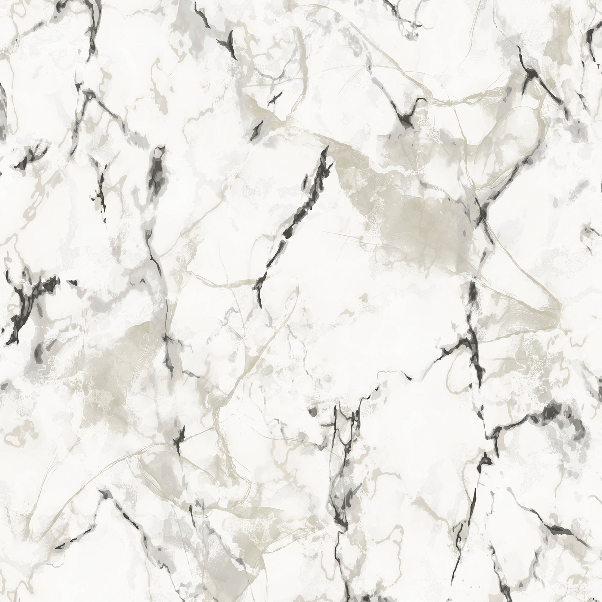 Natural Marble-like Wallpaper in White and Black