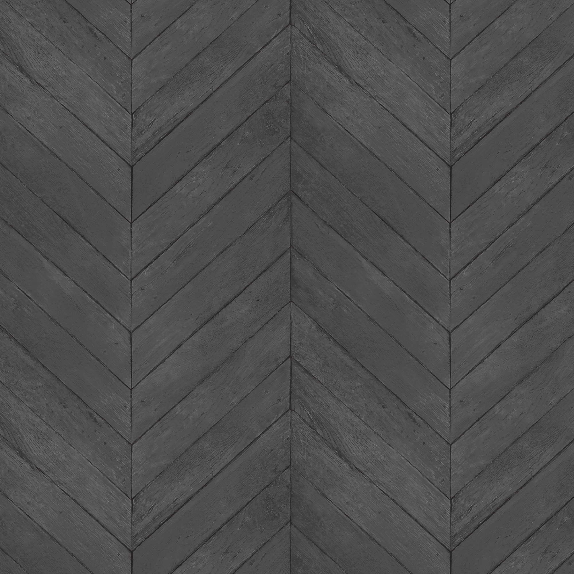 Chevron Wood-like Wallpaper in Black 