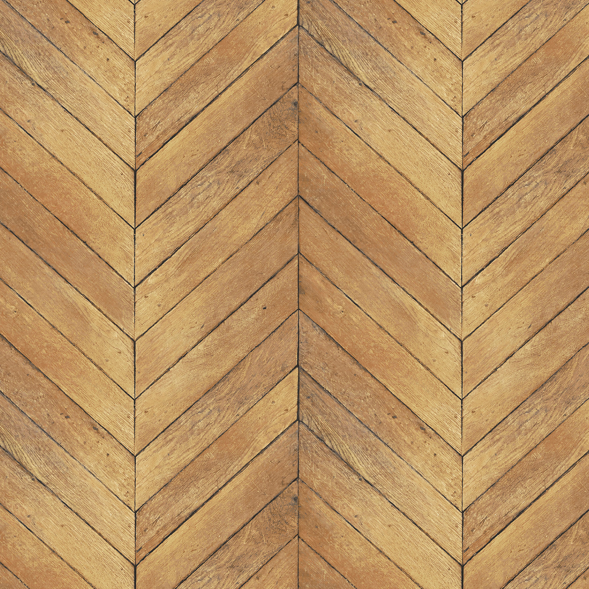 Chevron Wood-like Wallpaper in Ochre 