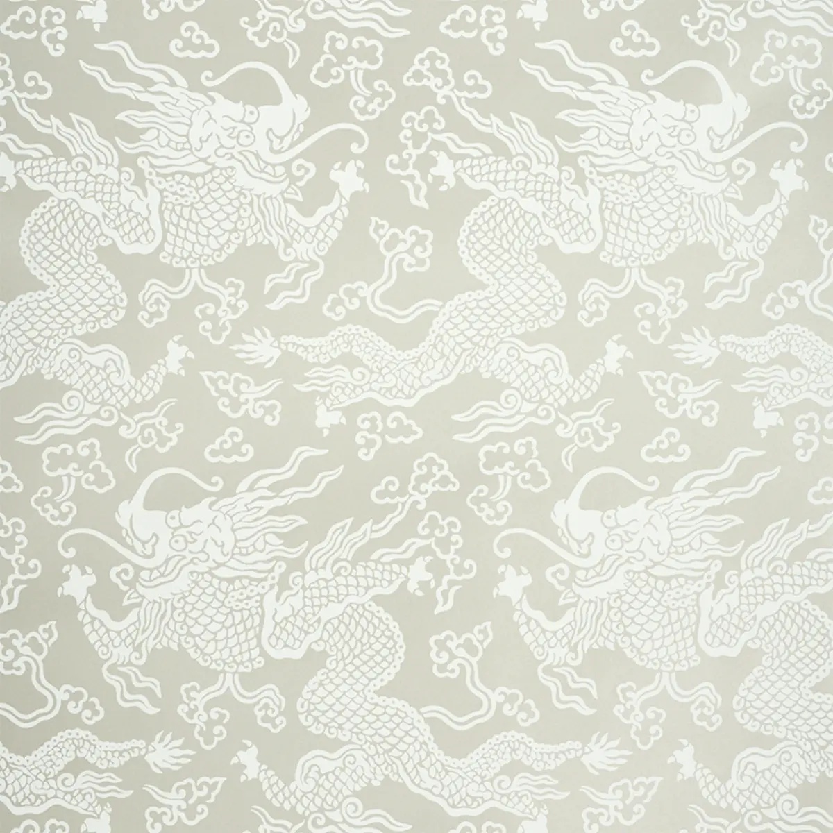 Ruan Dragon Damask in Warm Silver