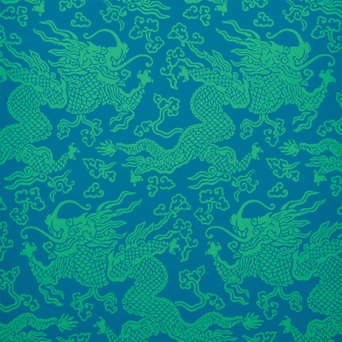 Ruan Dragon Damask in Peacock