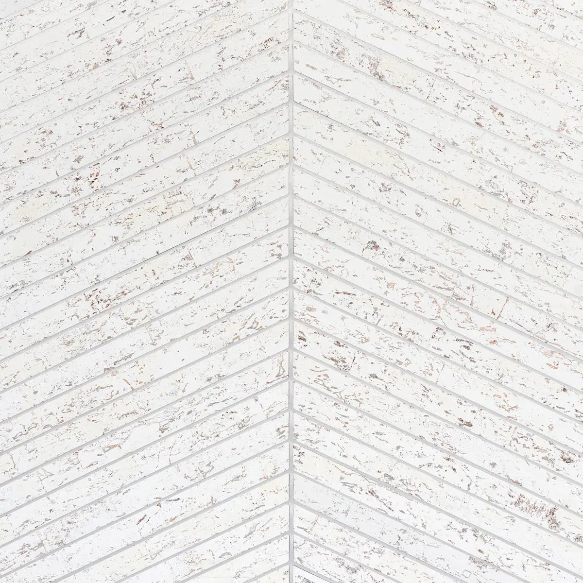 Cork Herringbone in White