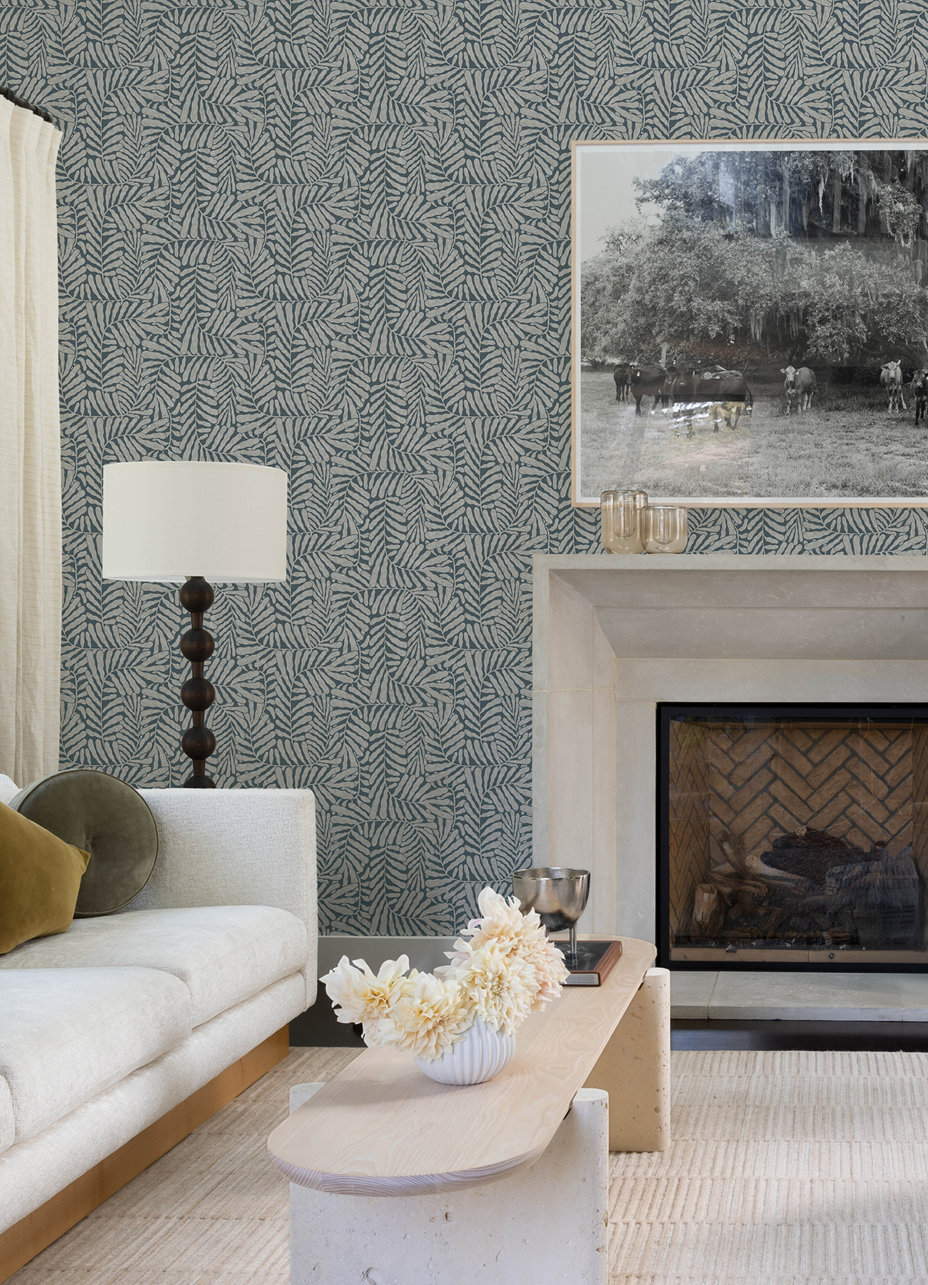 Gabriel Teal Fern Wallpaper