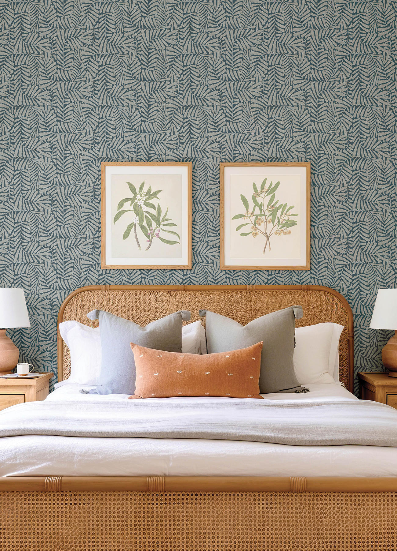 Gabriel Teal Fern Wallpaper
