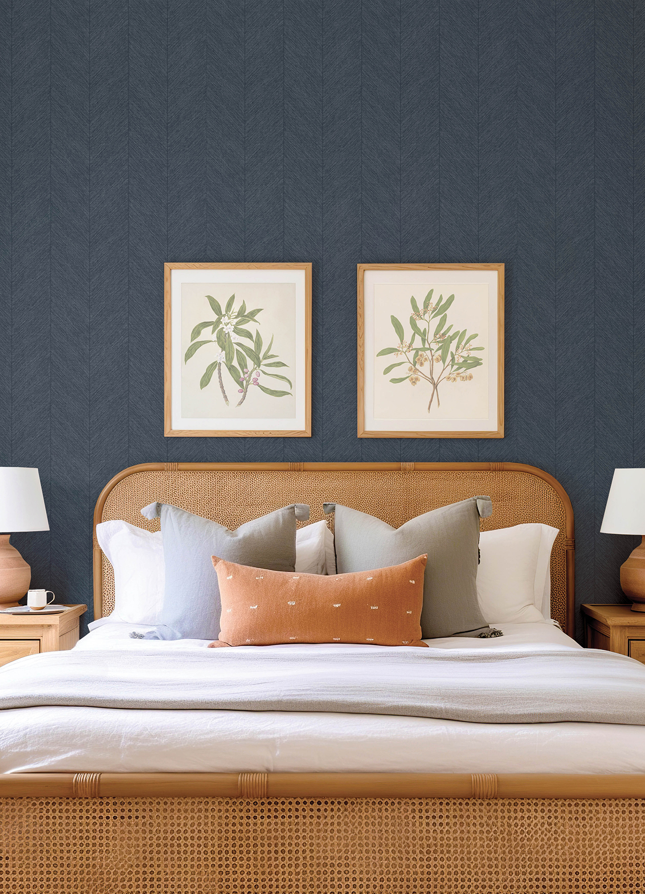 Kallam Indigo Chevron Wallpaper
