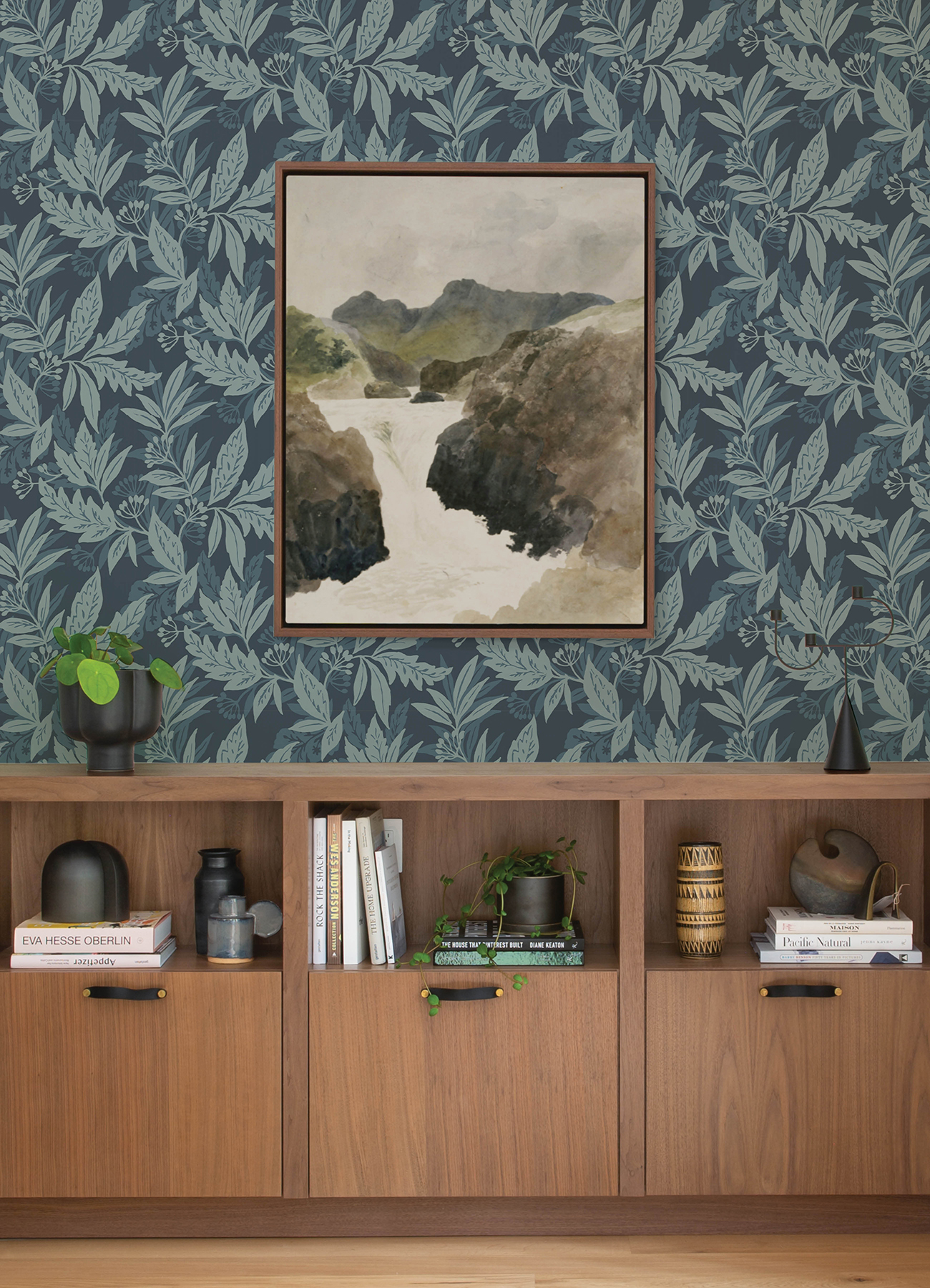 Anita Teal Woodland Floral Wallpaper