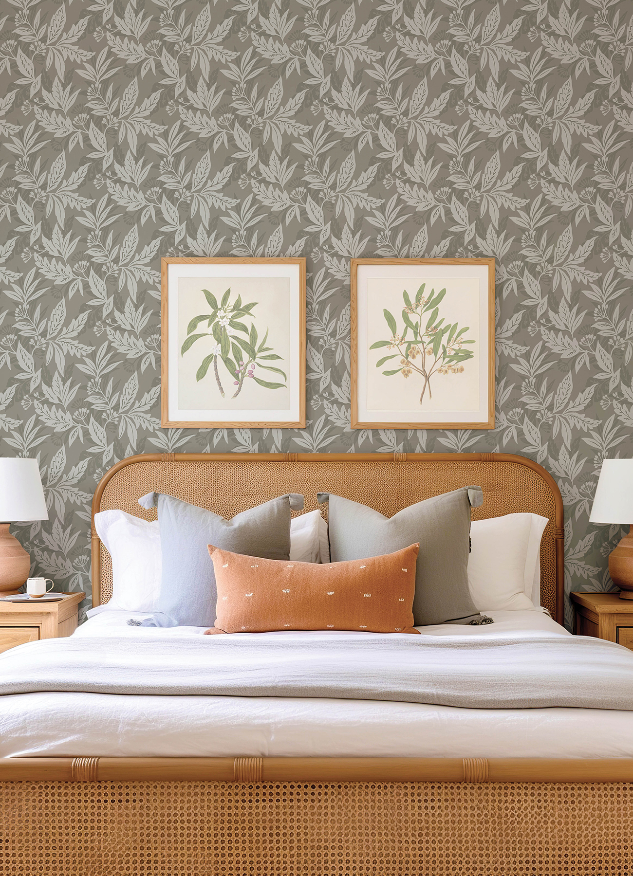 Anita Pewter Woodland Floral Wallpaper