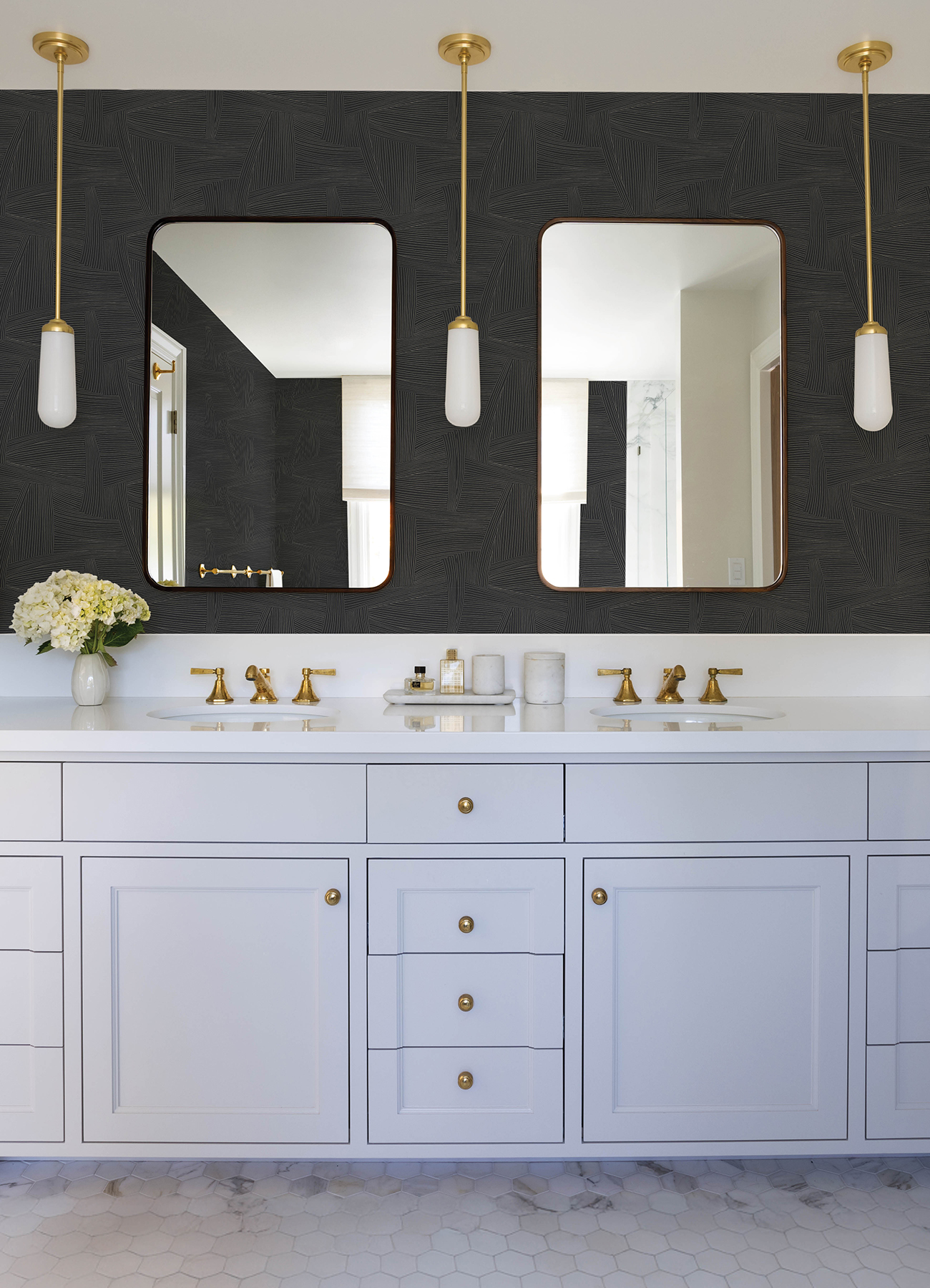 Reid Black Woven Geometric Wallpaper