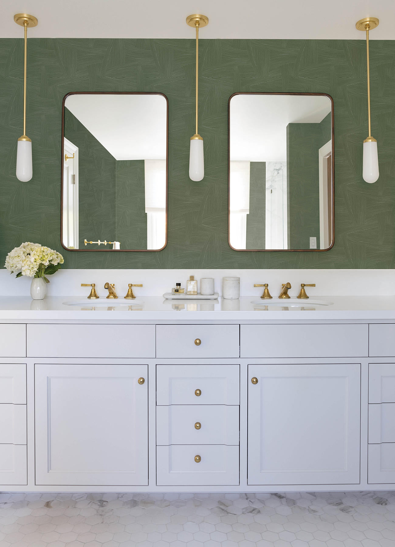 Reid Evergreen Woven Geometric Wallpaper