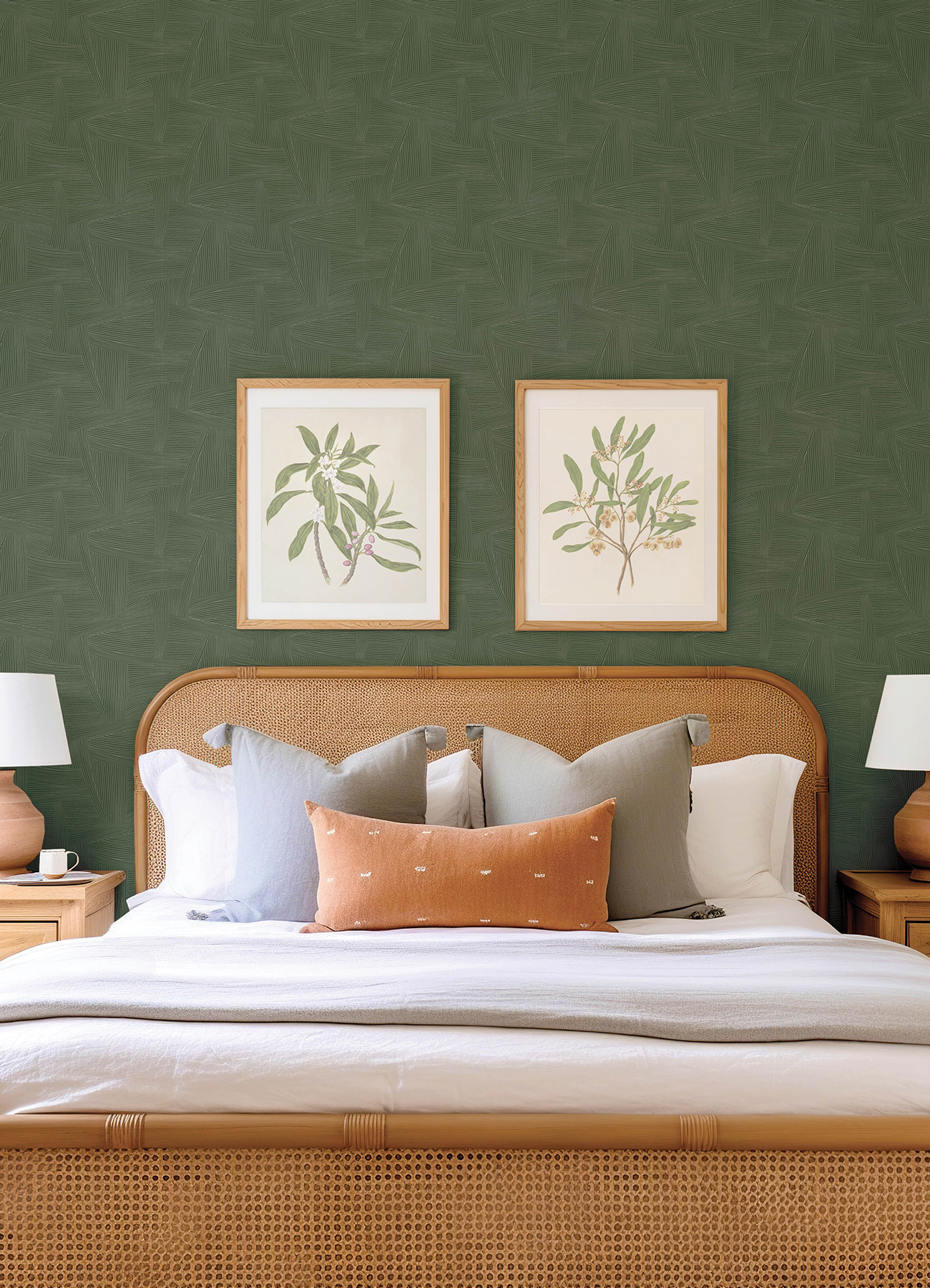 Reid Evergreen Woven Geometric Wallpaper