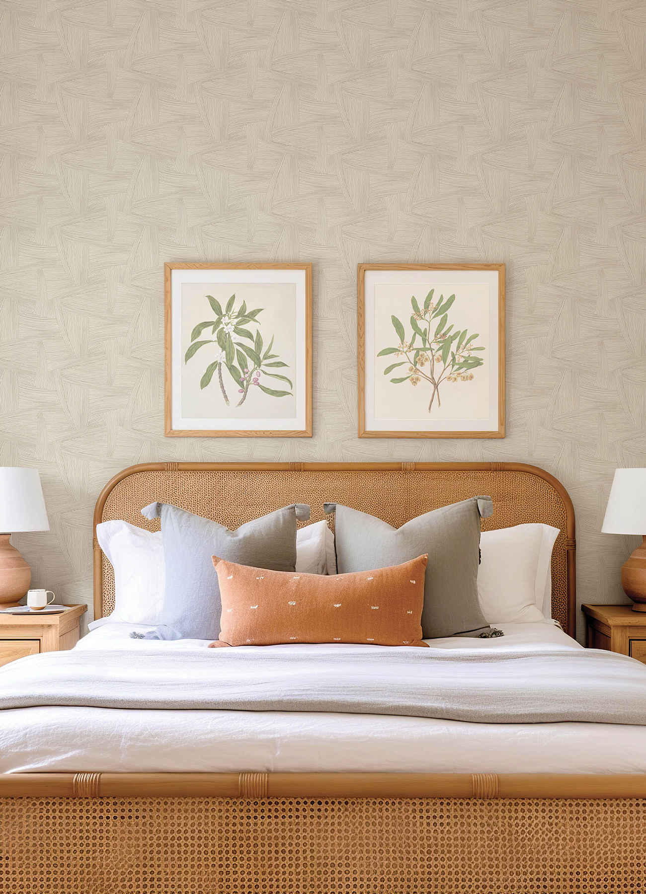 Reid Light Brown Woven Geometric Wallpaper