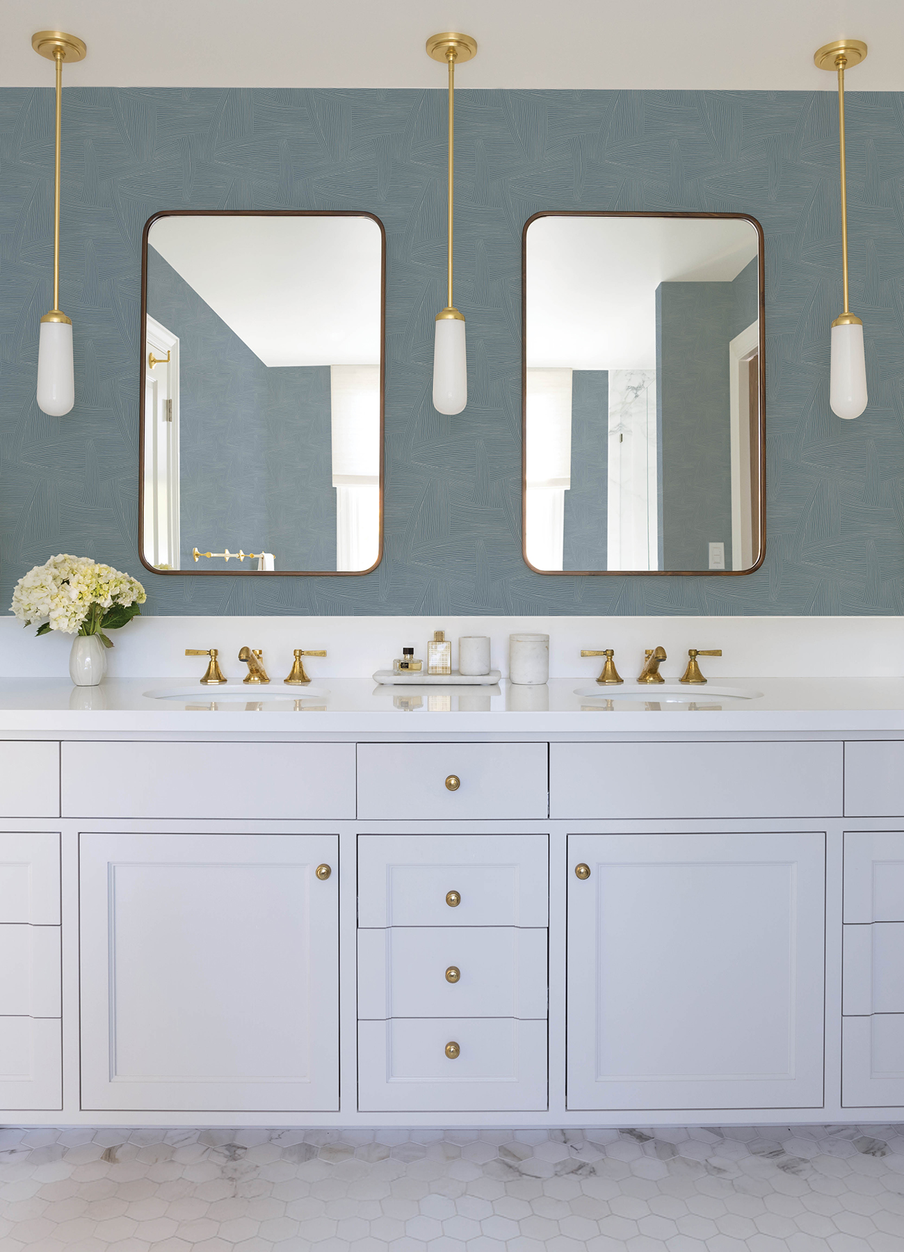 Reid Sky Blue Woven Geometric Wallpaper