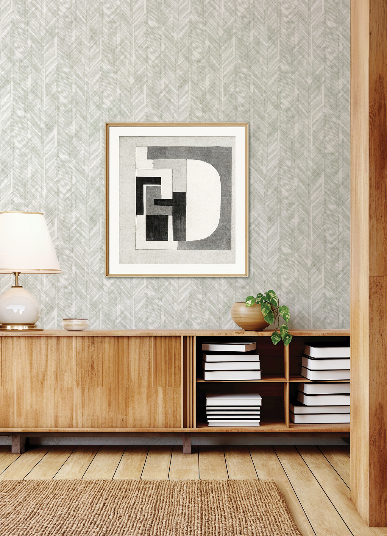 Bryant Evergreen Crosshatch Wallpaper