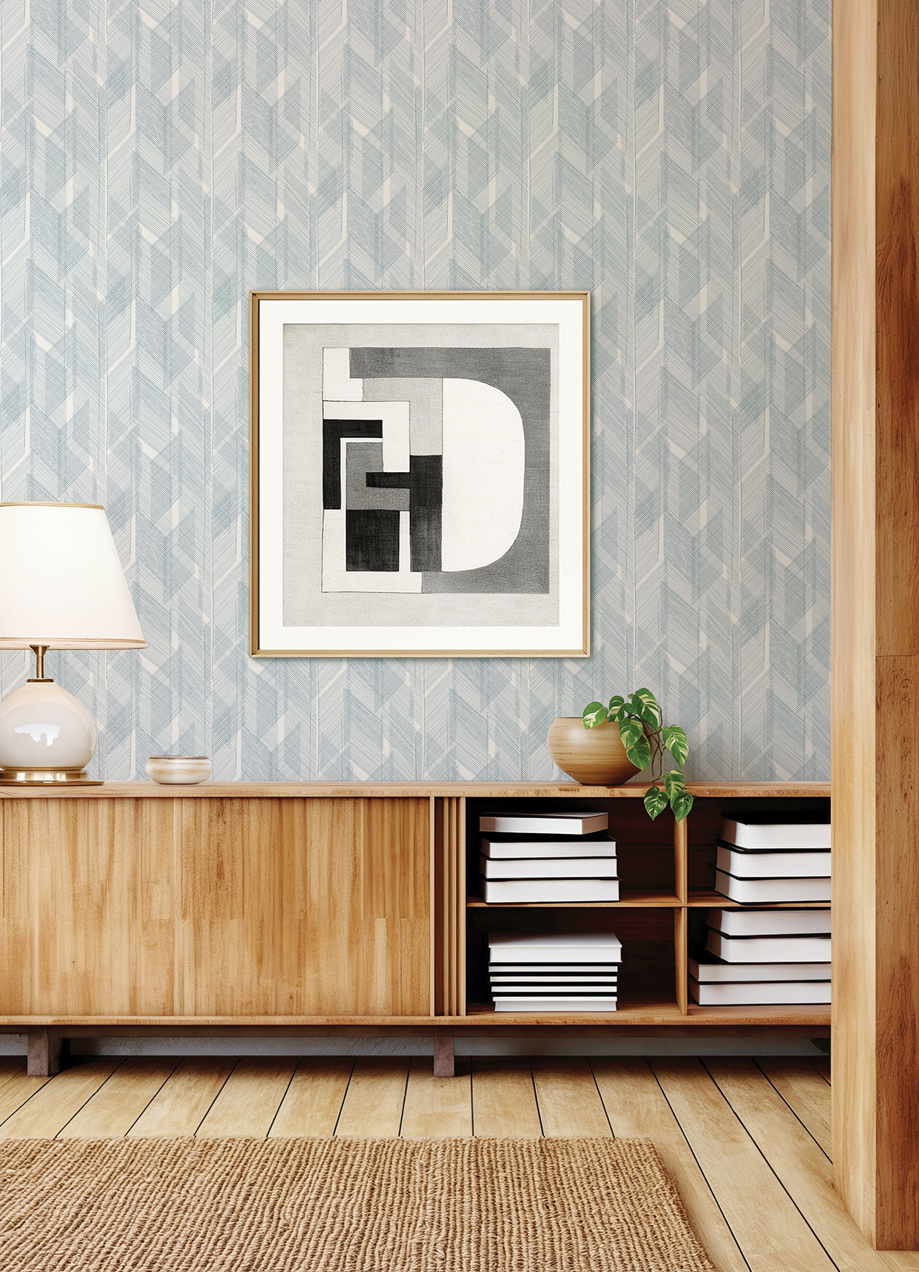 Bryant Blue Crosshatch Wallpaper