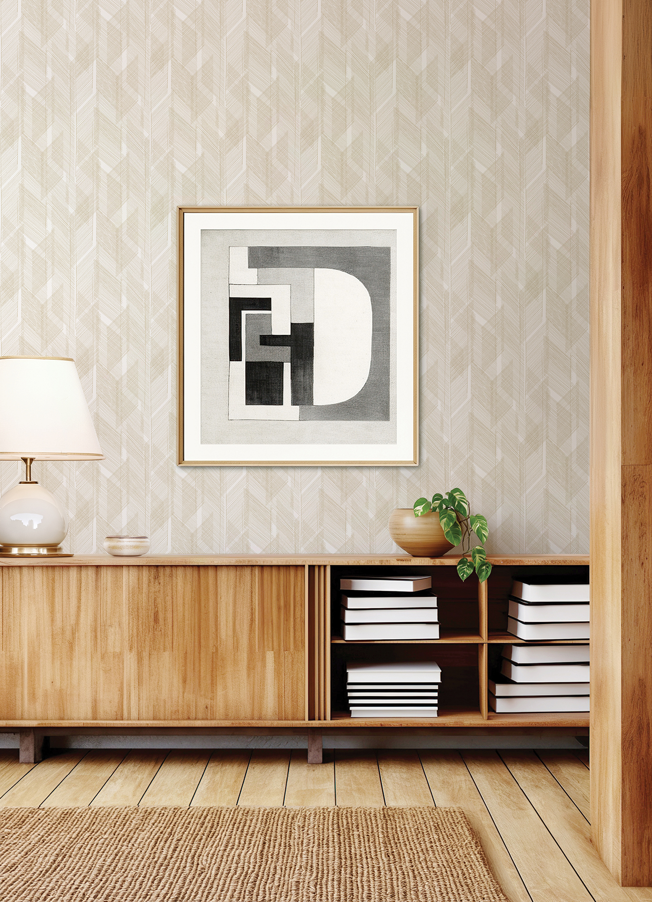 Bryant Gold Crosshatch Wallpaper