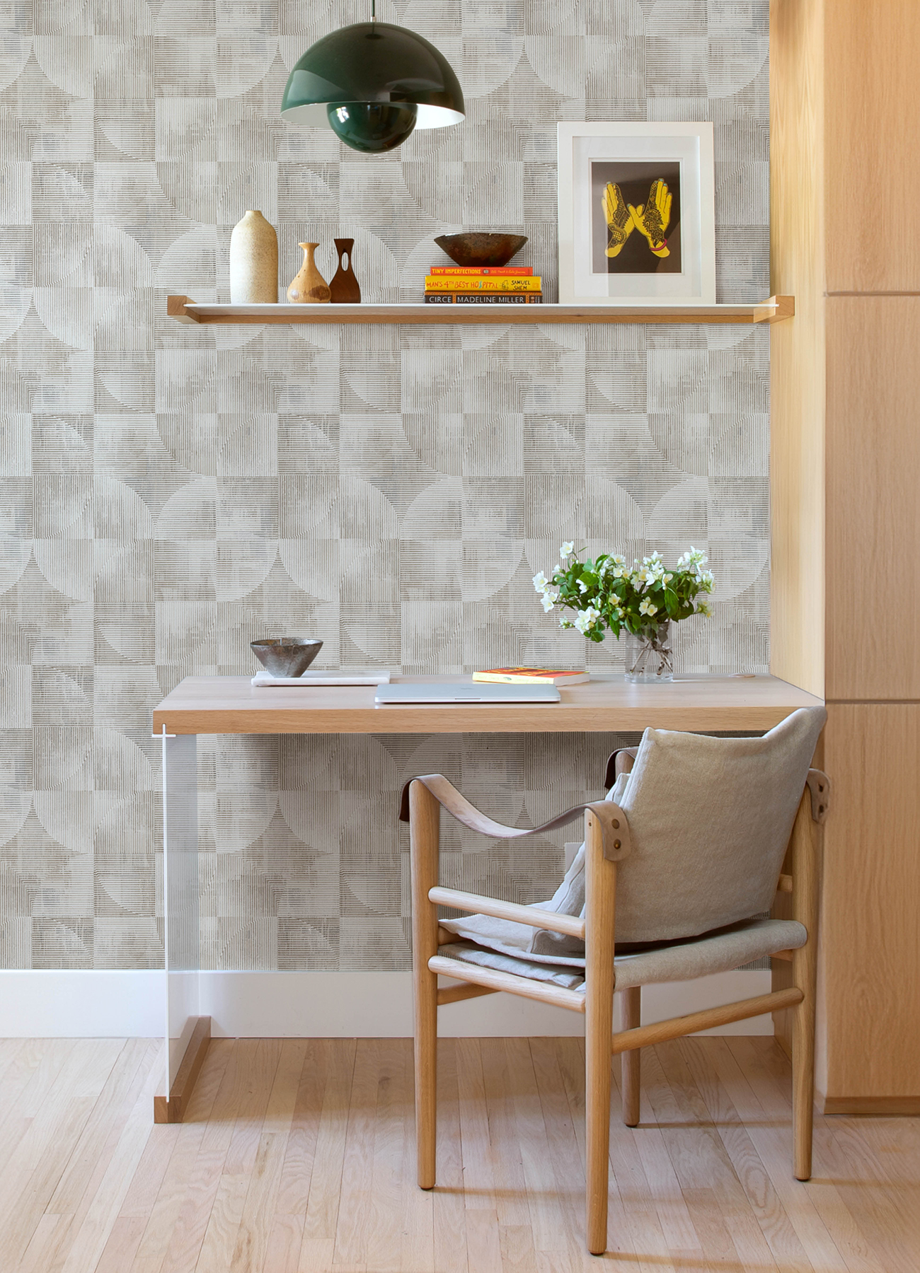Woodbine Neutral Abstract Geometric Wallpaper