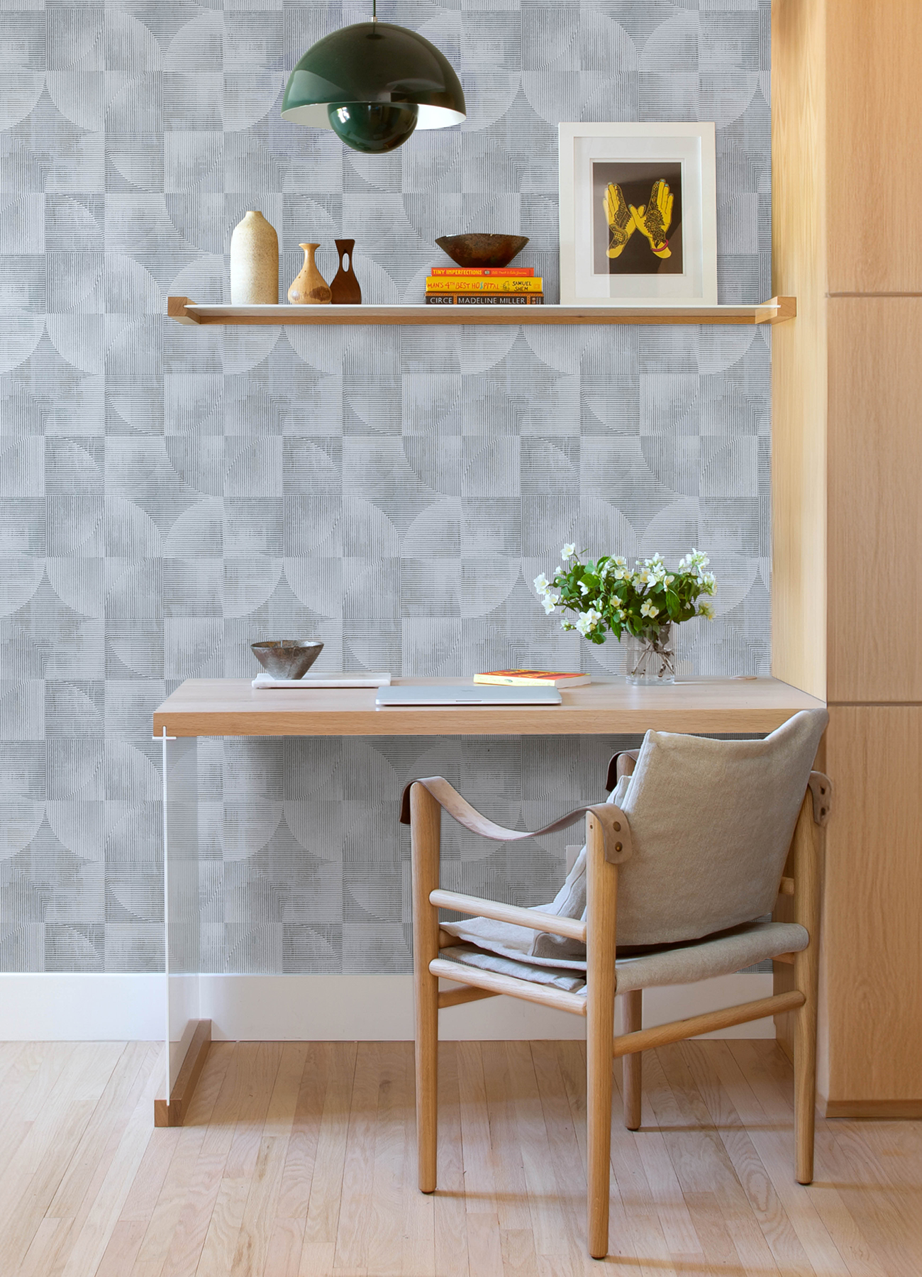 Woodbine Slate Abstract Geometric Wallpaper