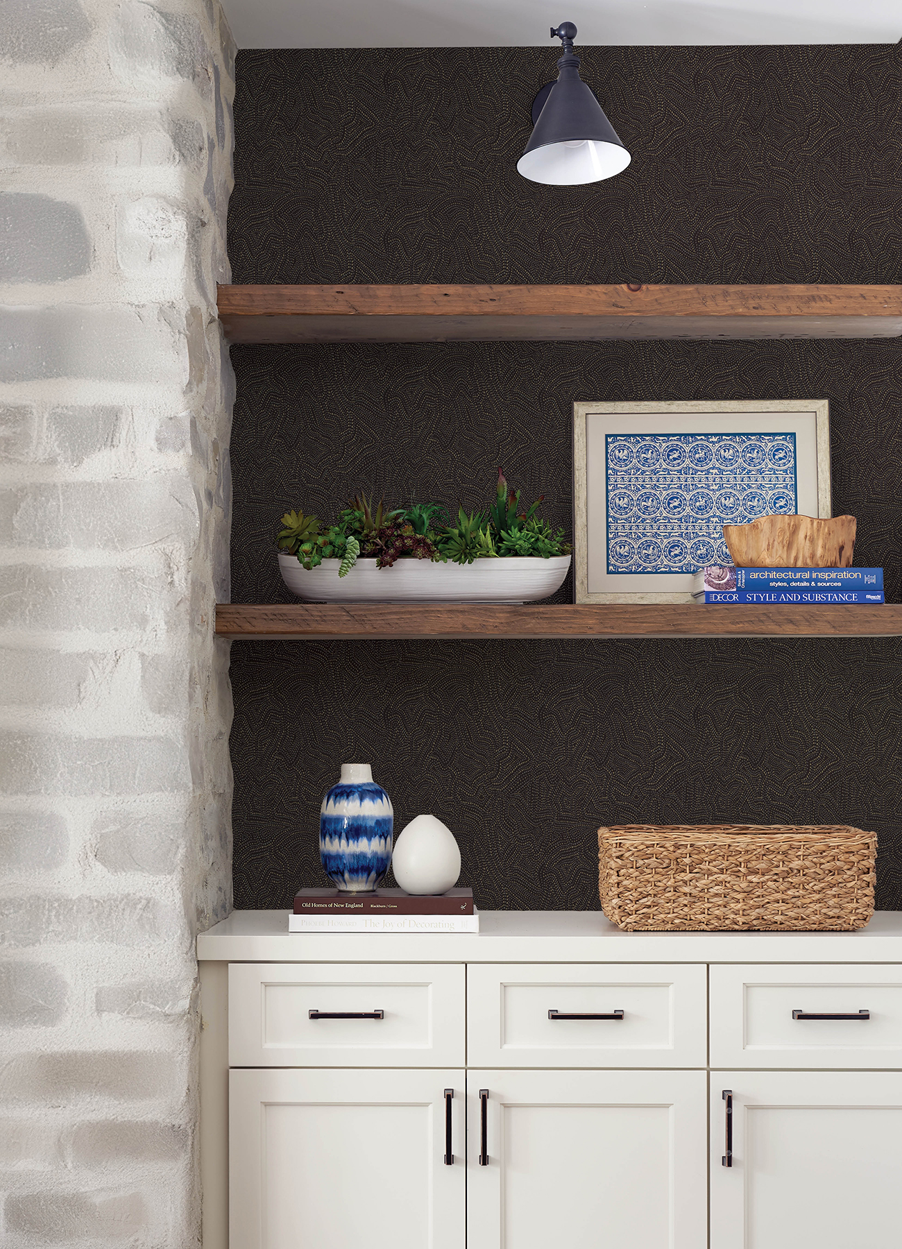 Hollenback Black Dotted Abstract Wallpaper