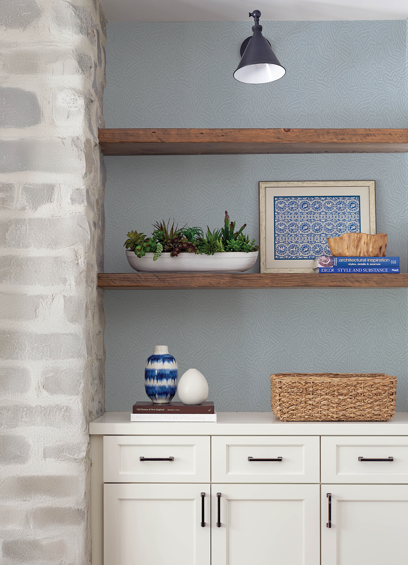 Hollenback Light Blue Dotted Abstract Wallpaper