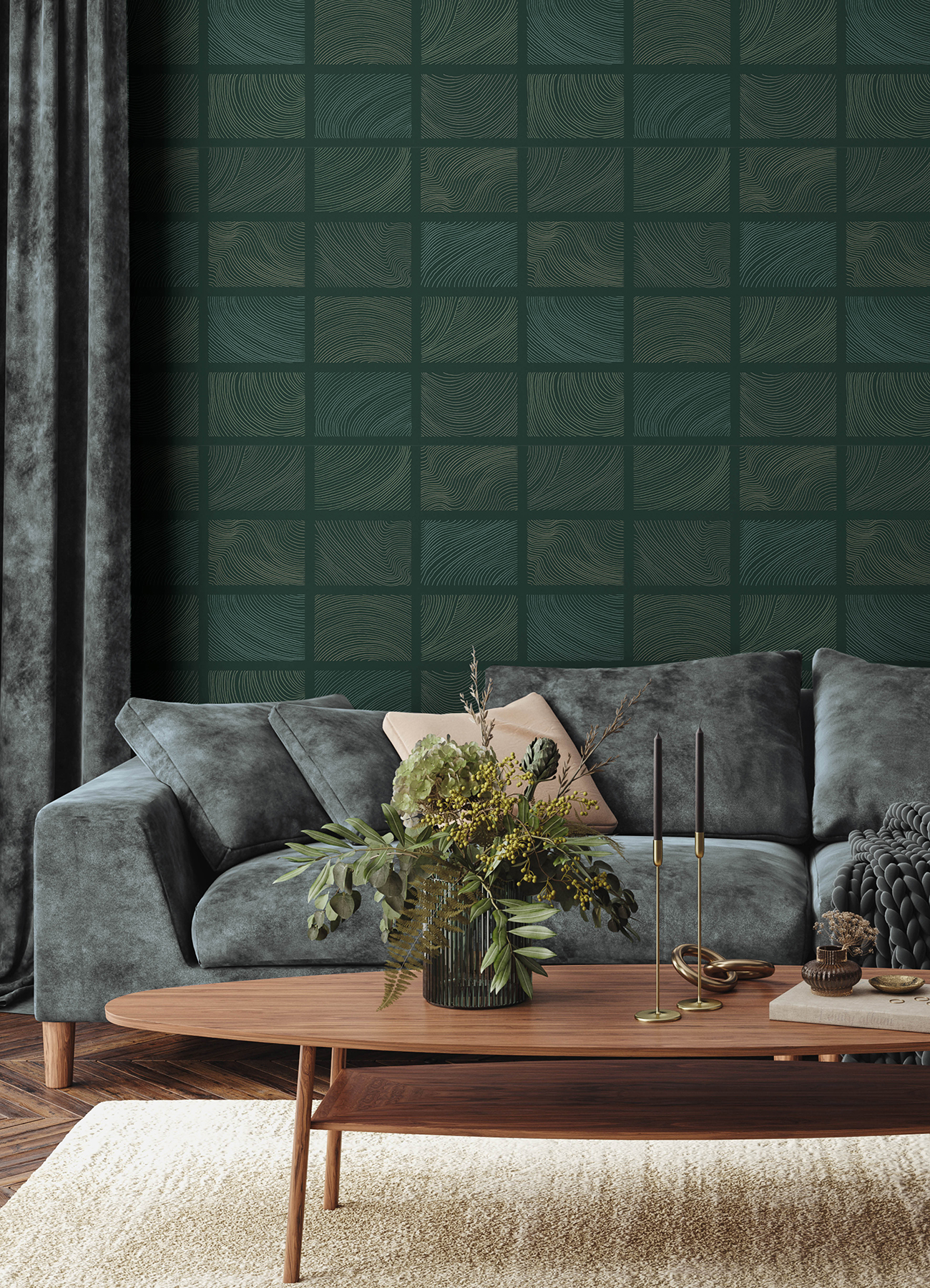 Bronson Evergreen Topography Wallpaper