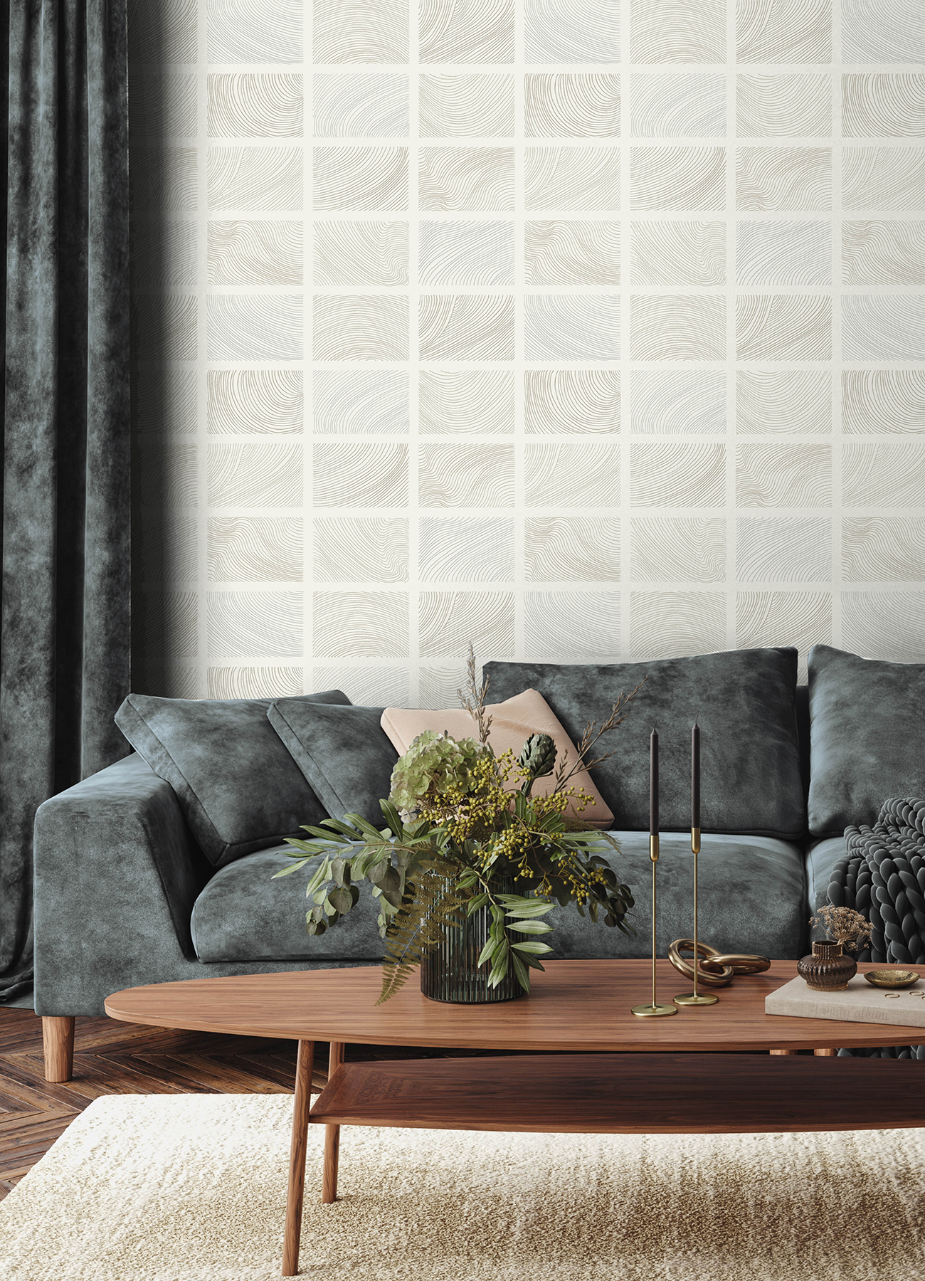 Bronson Ivory Topography Wallpaper