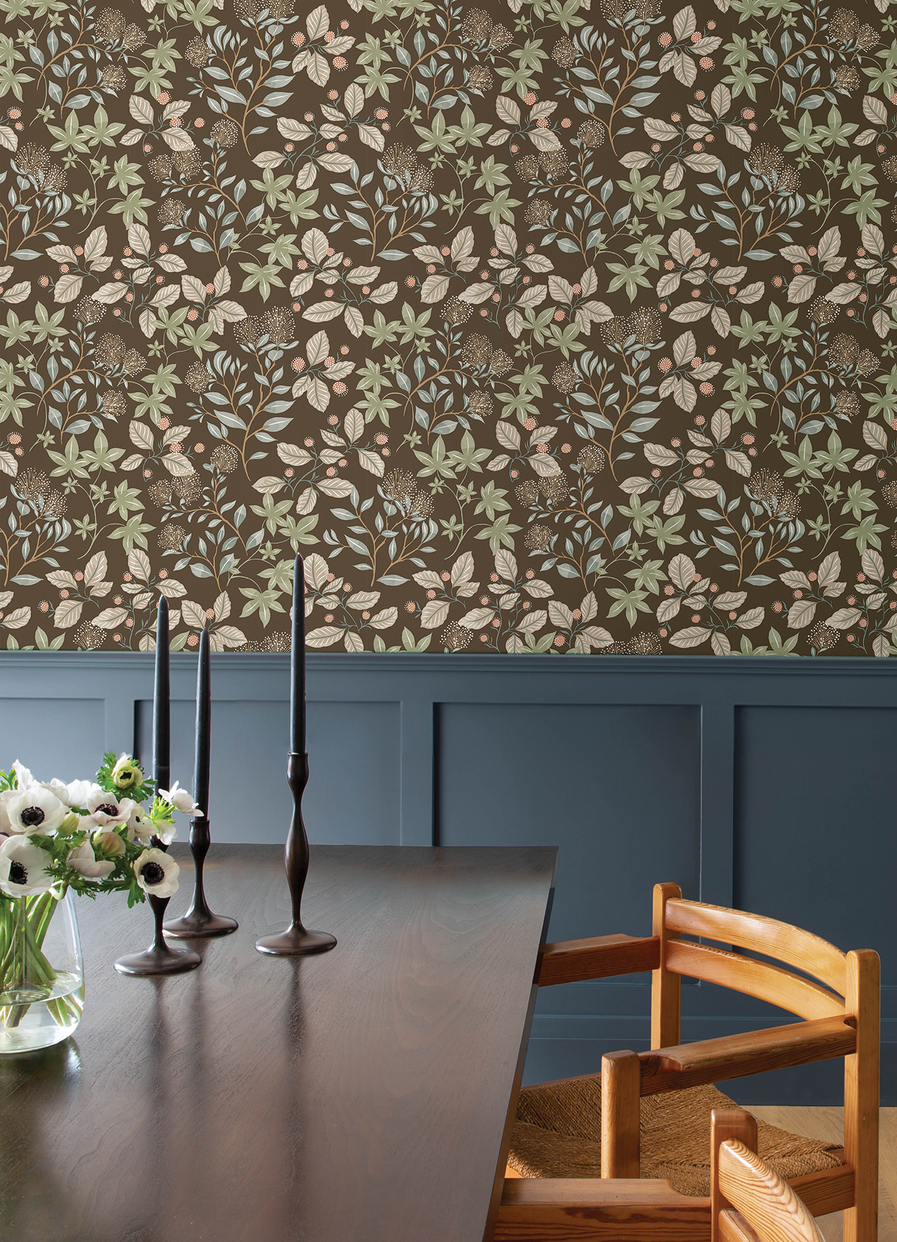 Mildred Espresso Botanical Trail Wallpaper