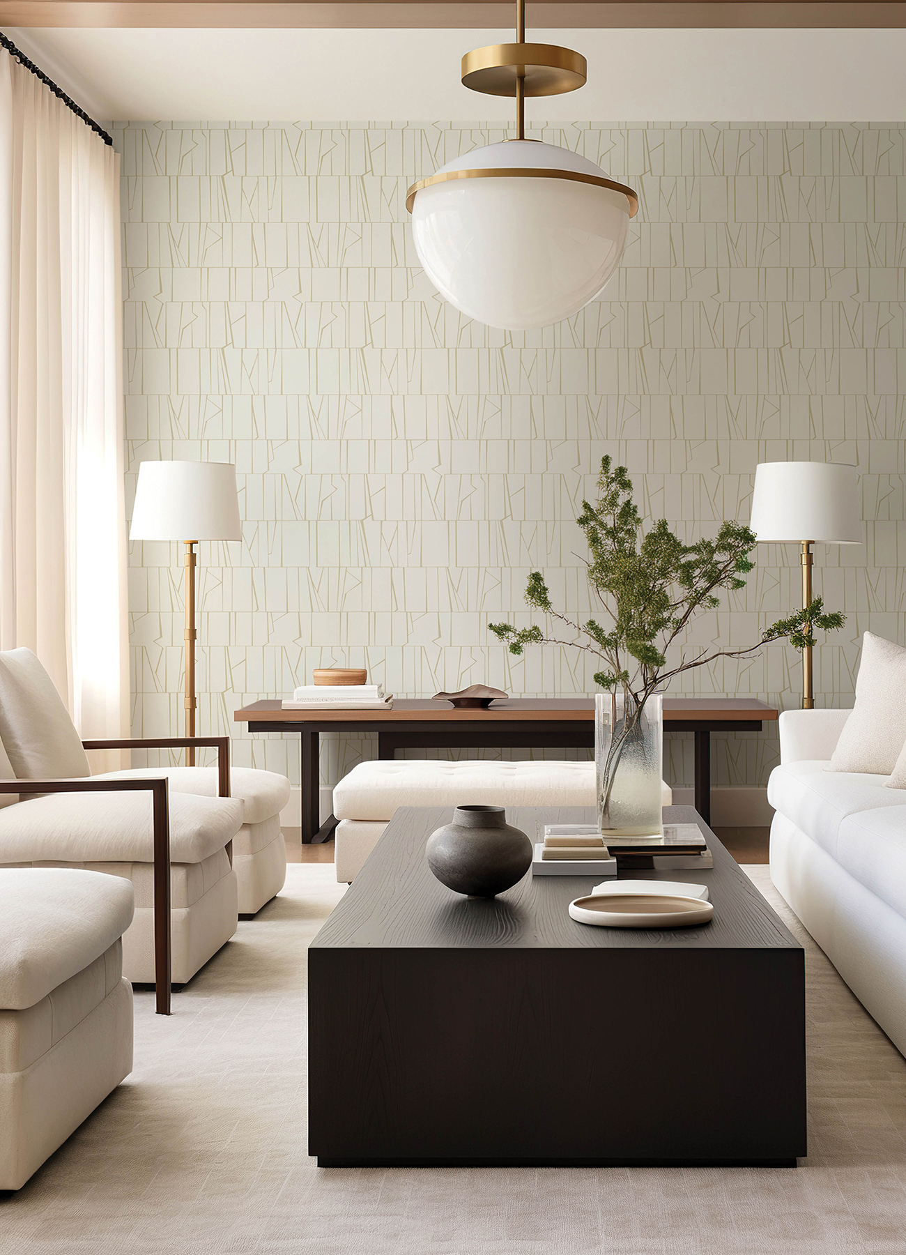 Huntington Gold Geometric Stripe Wallpaper