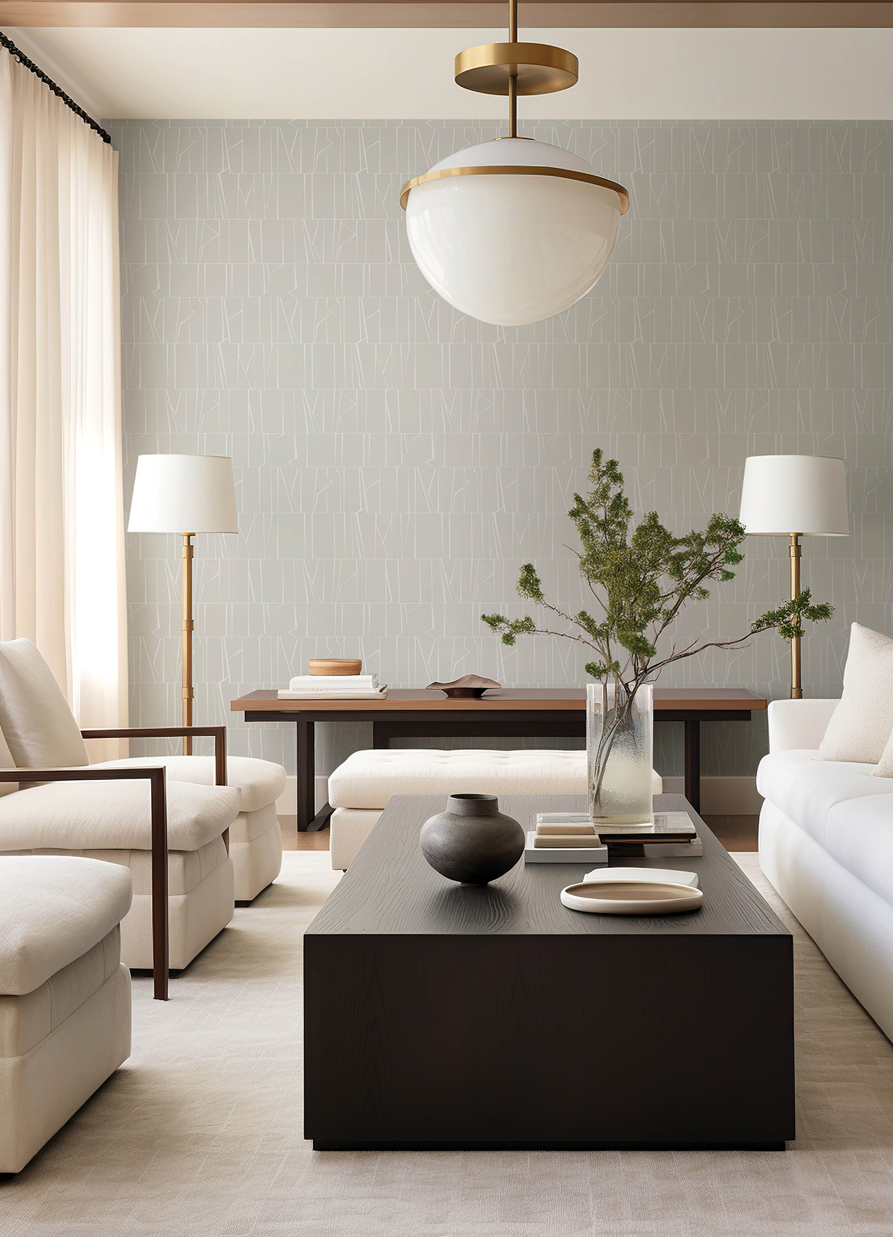 Huntington Silver Geometric Stripe Wallpaper