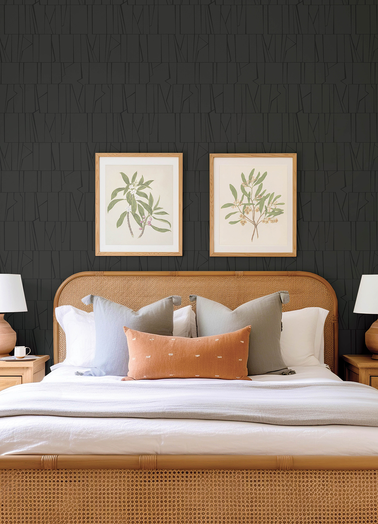 Huntington Charcoal Geometric Stripe Wallpaper
