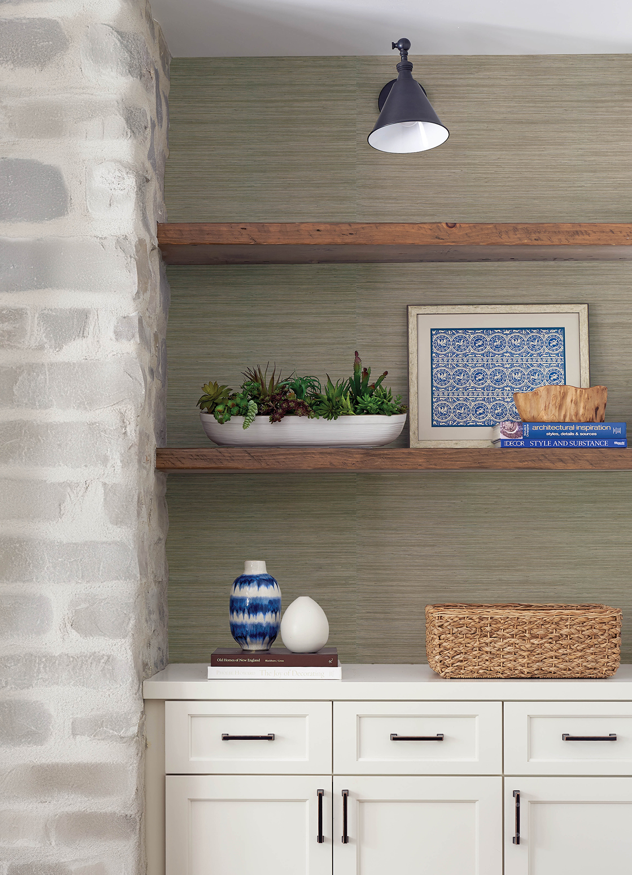 Reynier Pewter Hemp Wallpaper