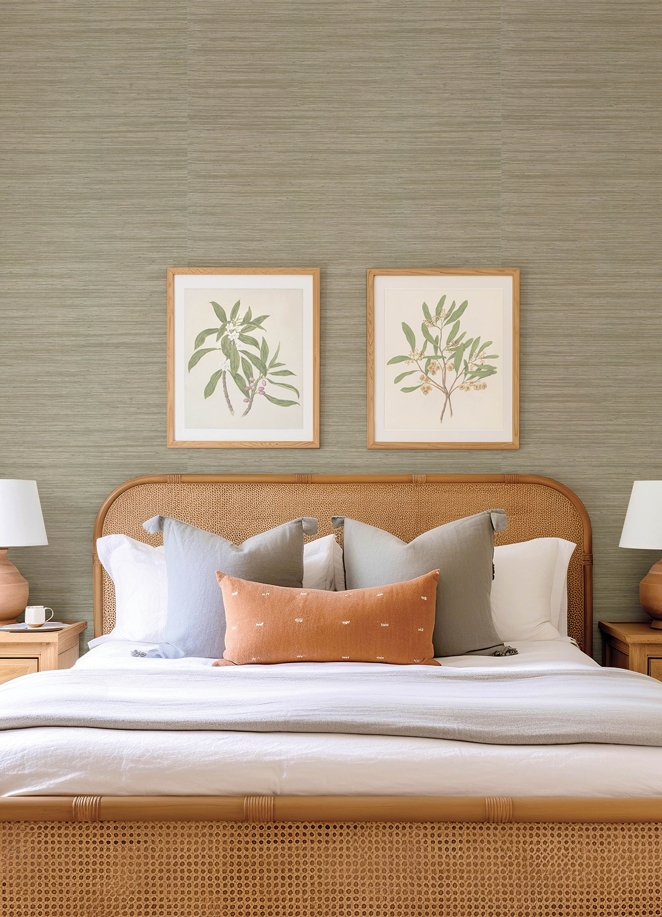 Reynier Pewter Hemp Wallpaper