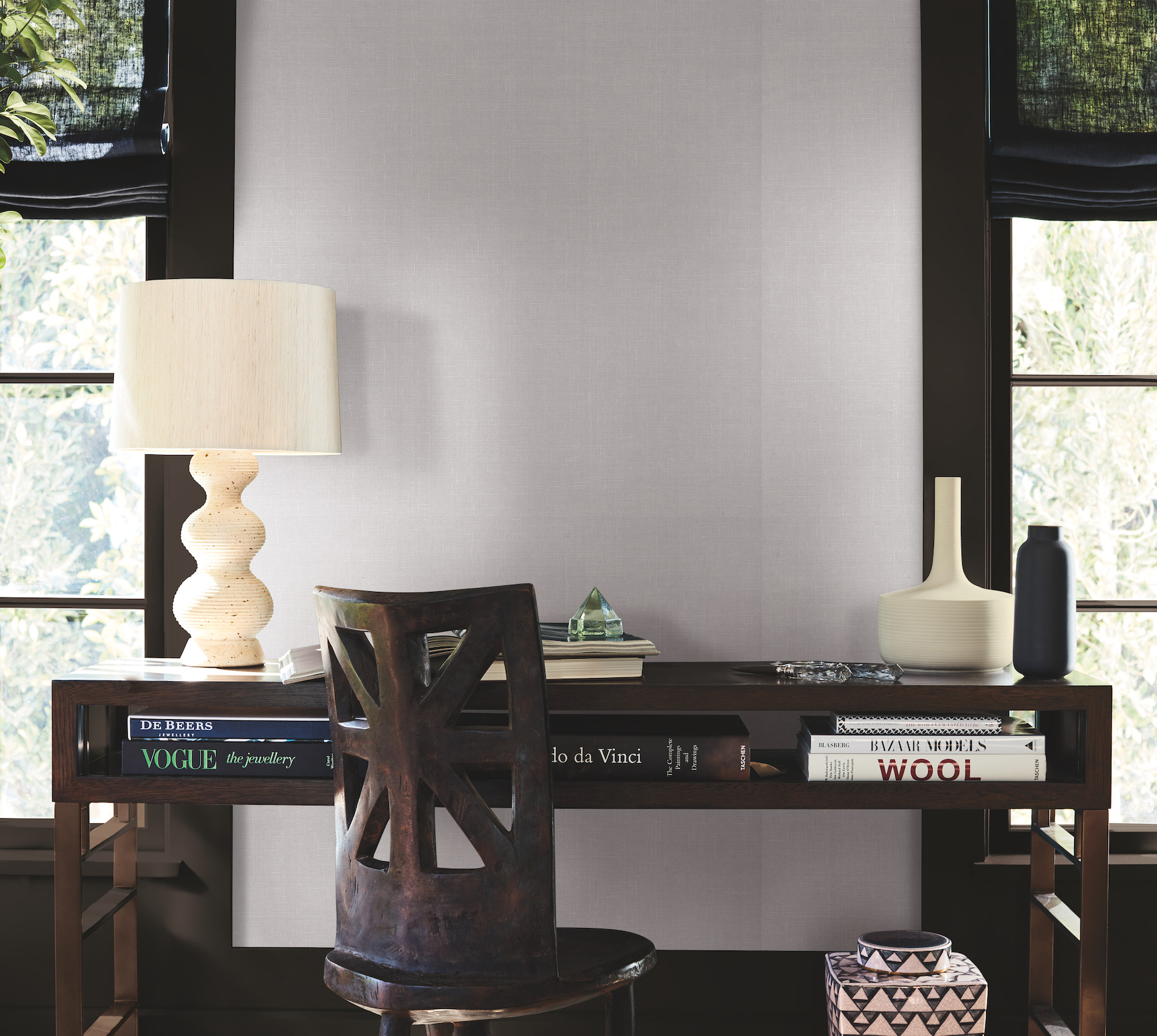 Woven Linen Grey Wallpaper