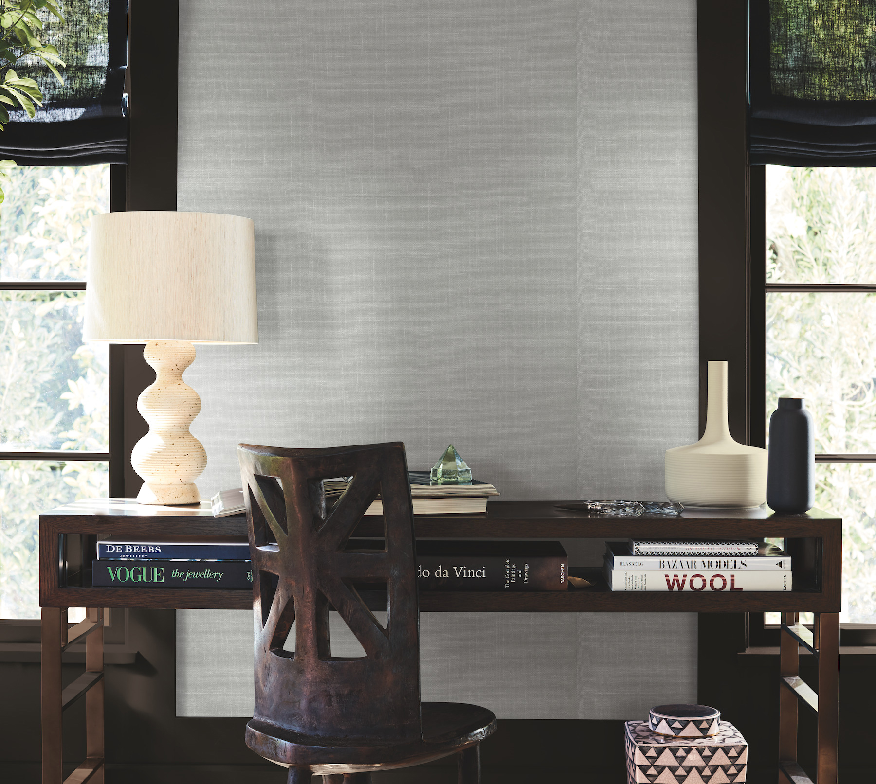 Woven Linen Dove Wallpaper