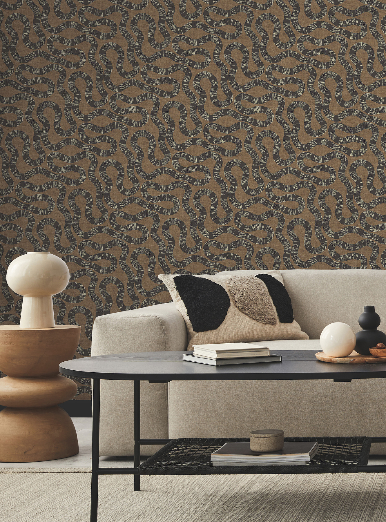 Ophidia Brown Wallpaper