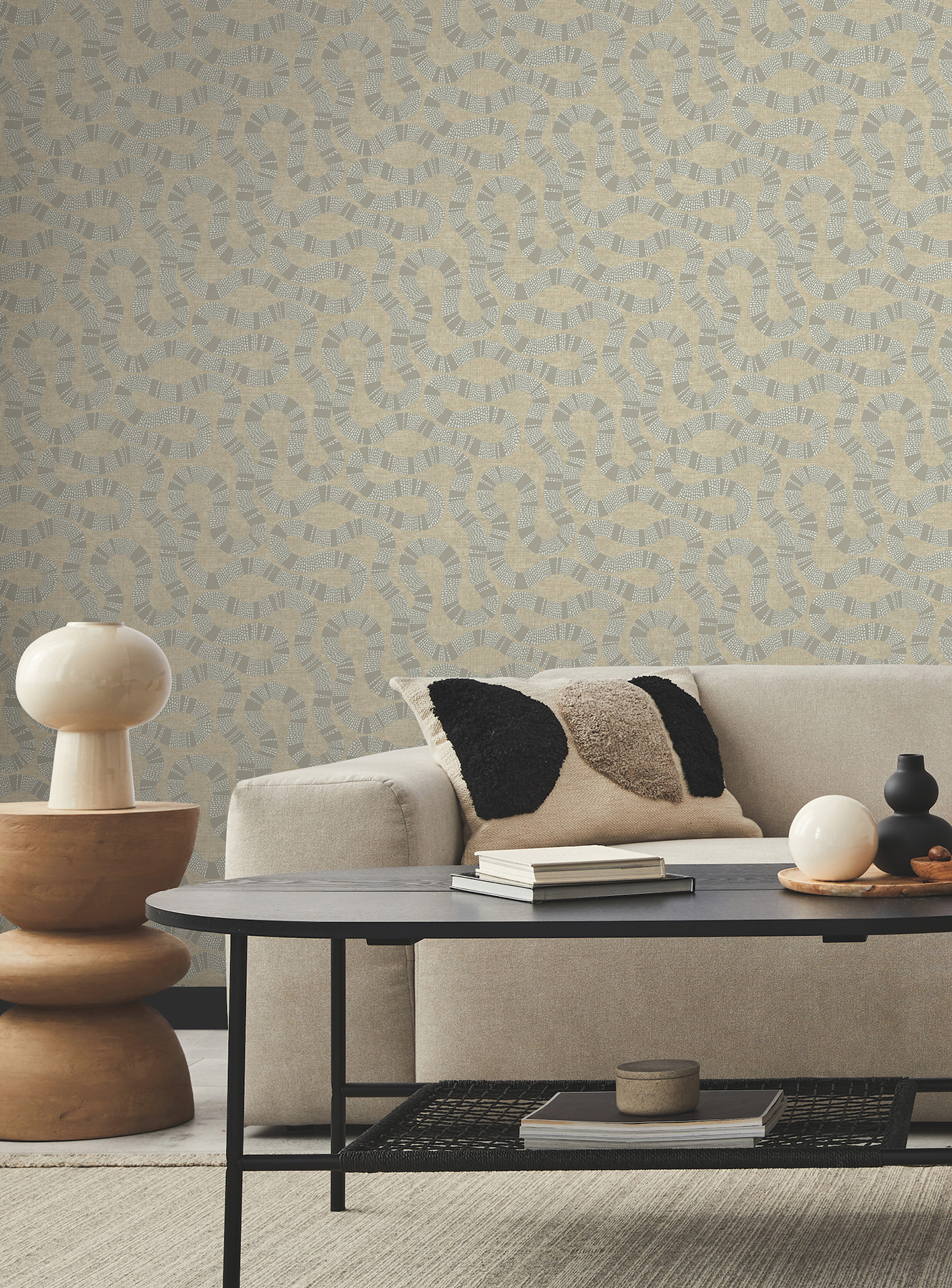 Ophidia Taupe Wallpaper