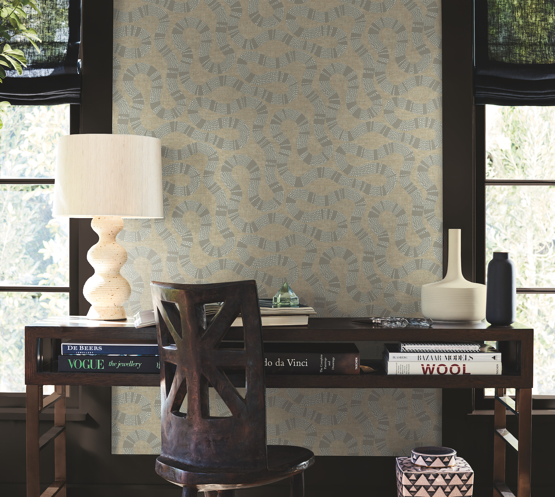 Ophidia Taupe Wallpaper
