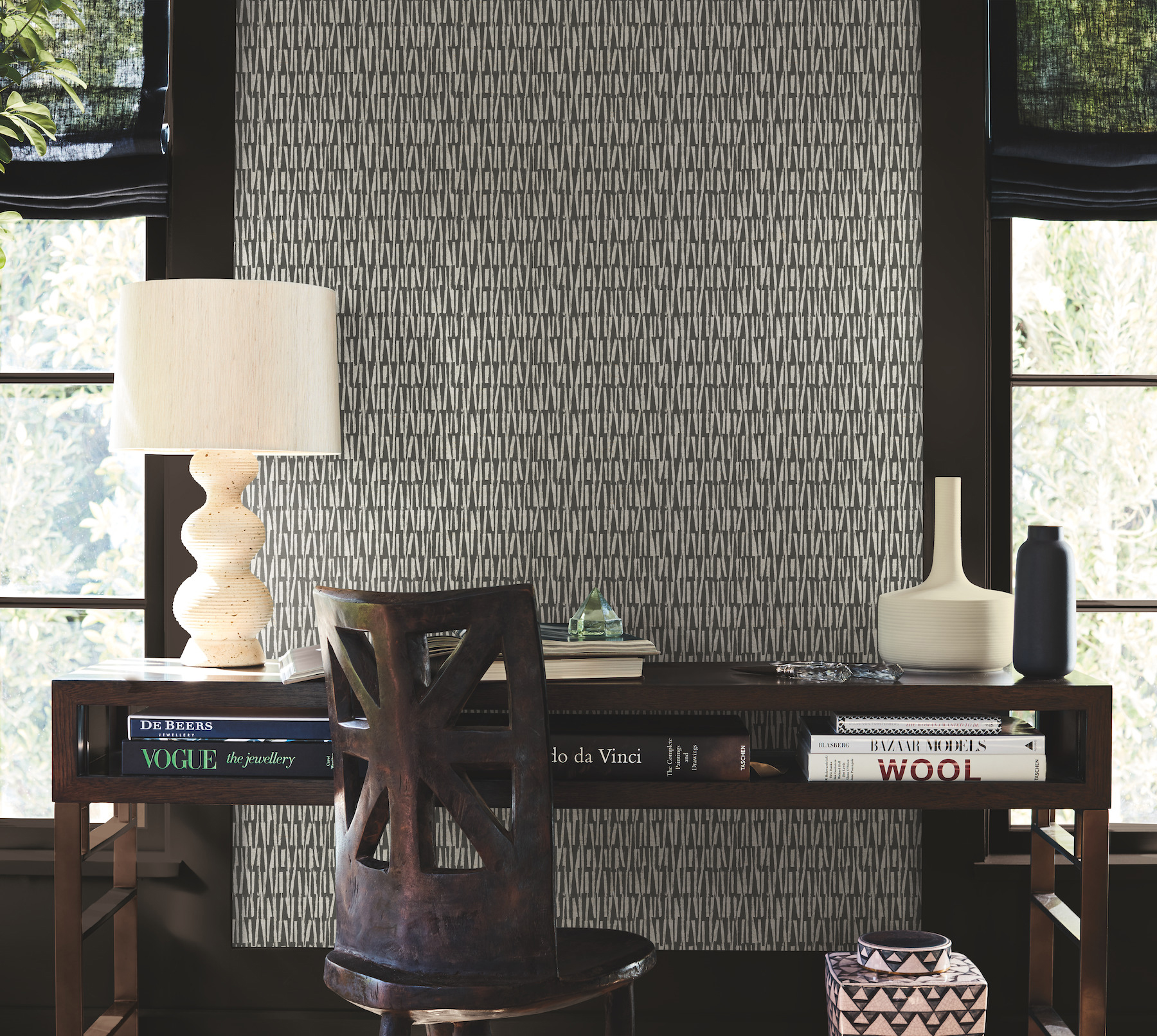 Thatched Black Wallpaper