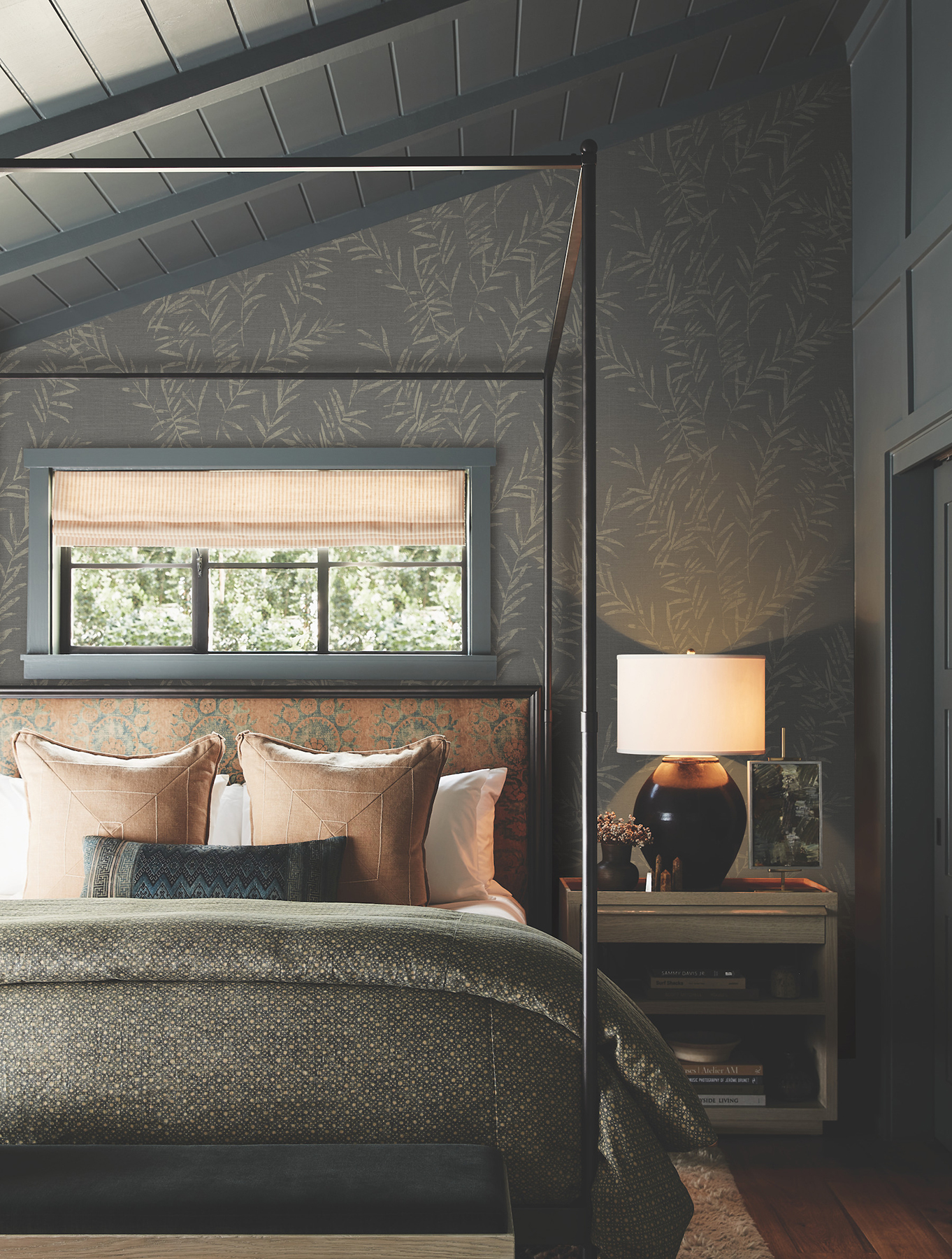 Allerton Bamboo Black Wallpaper