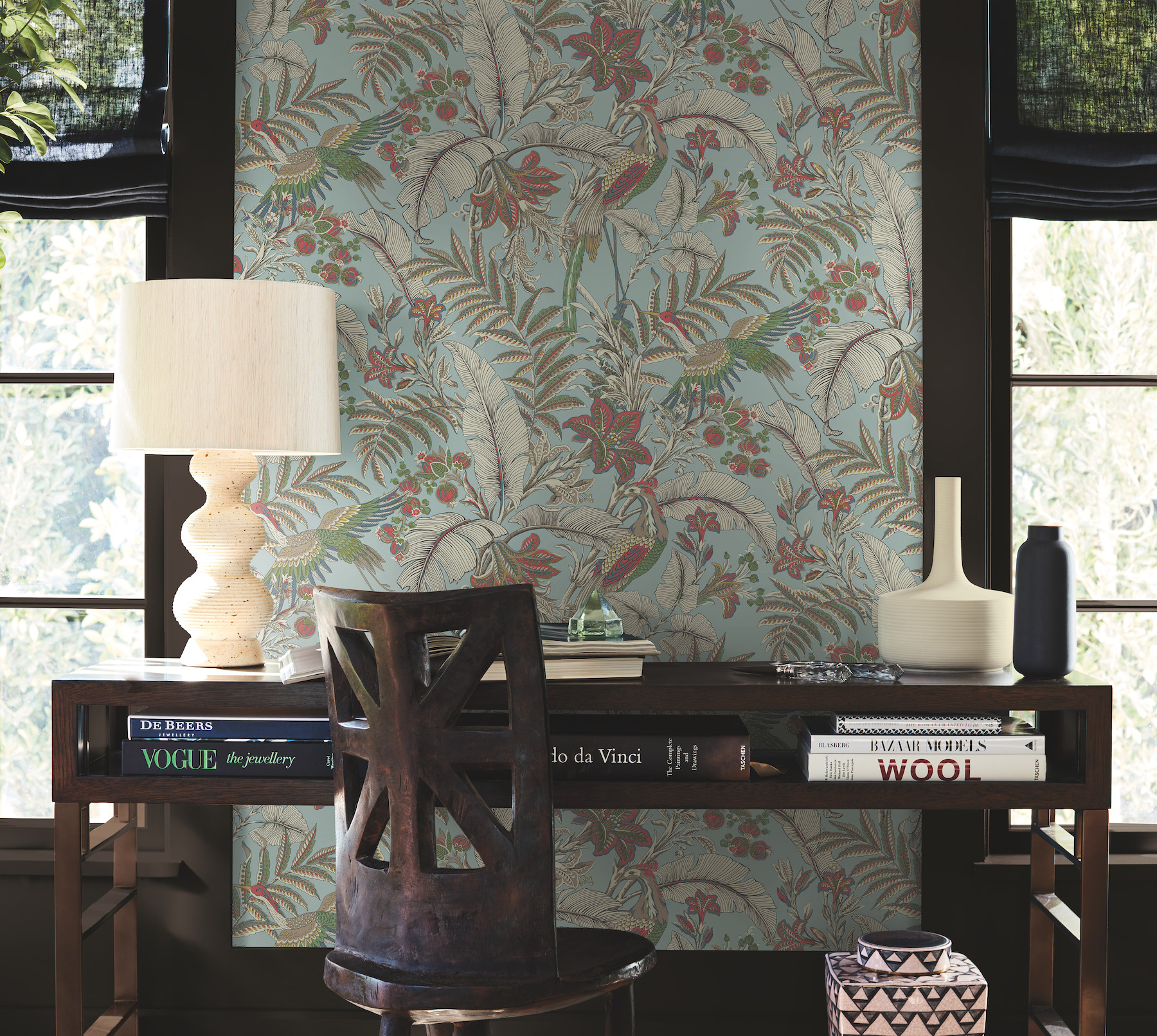 Heronwood Sky Blue Wallpaper